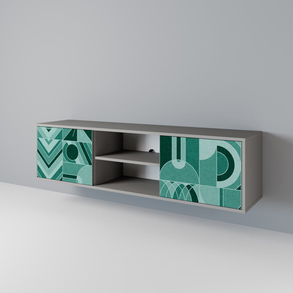 HARMONIC GRID 2-Door TV Stand in Grey Finish