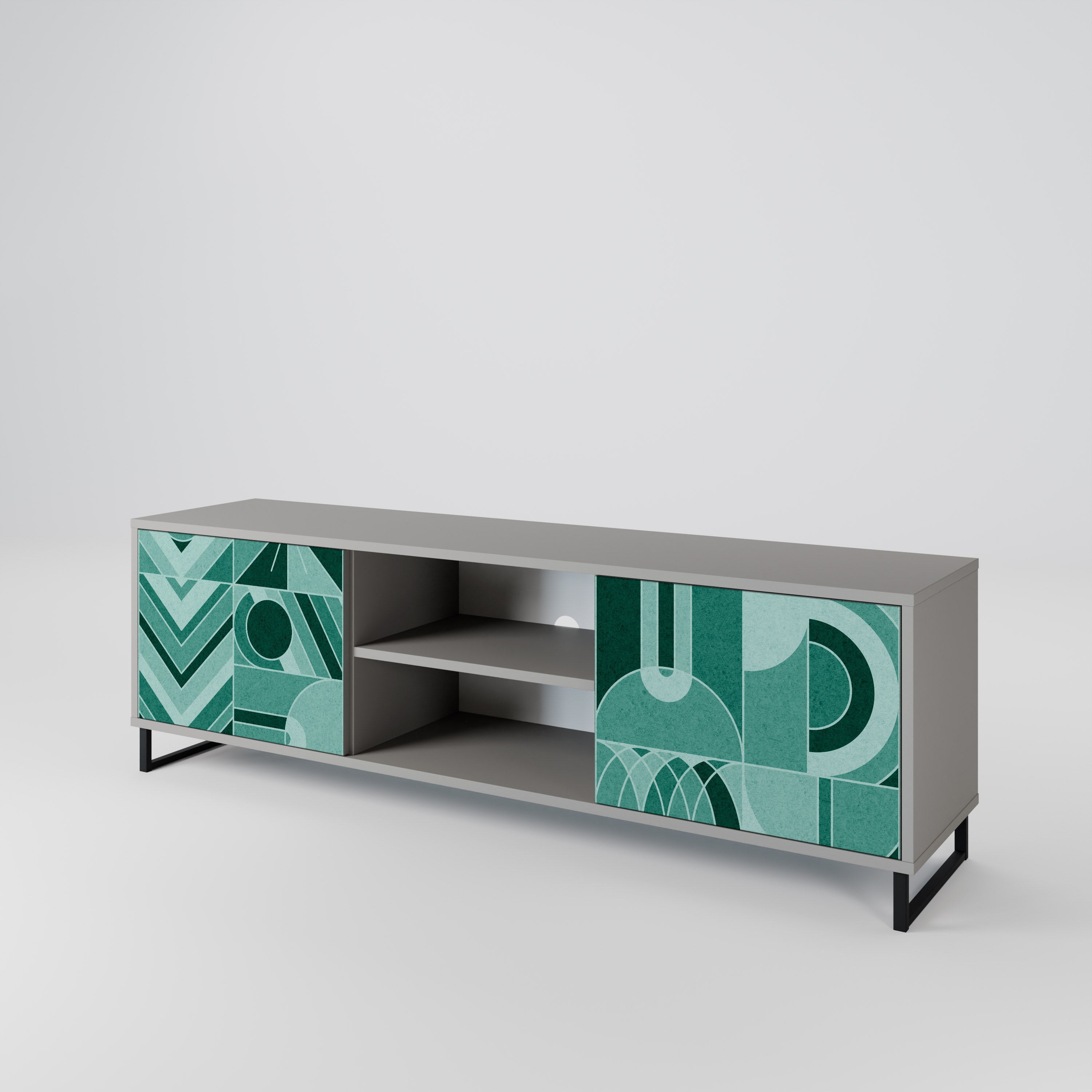 HARMONIC GRID 2-Door TV Stand in Grey Finish