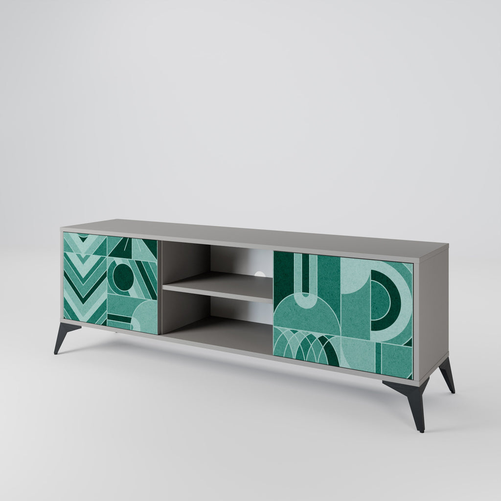 HARMONIC GRID 2-Door TV Stand in Grey Finish