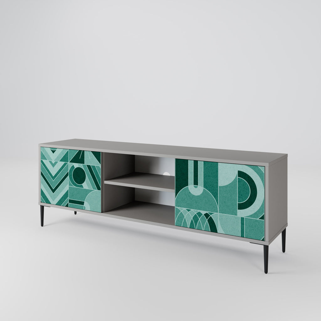 HARMONIC GRID 2-Door TV Stand in Grey Finish