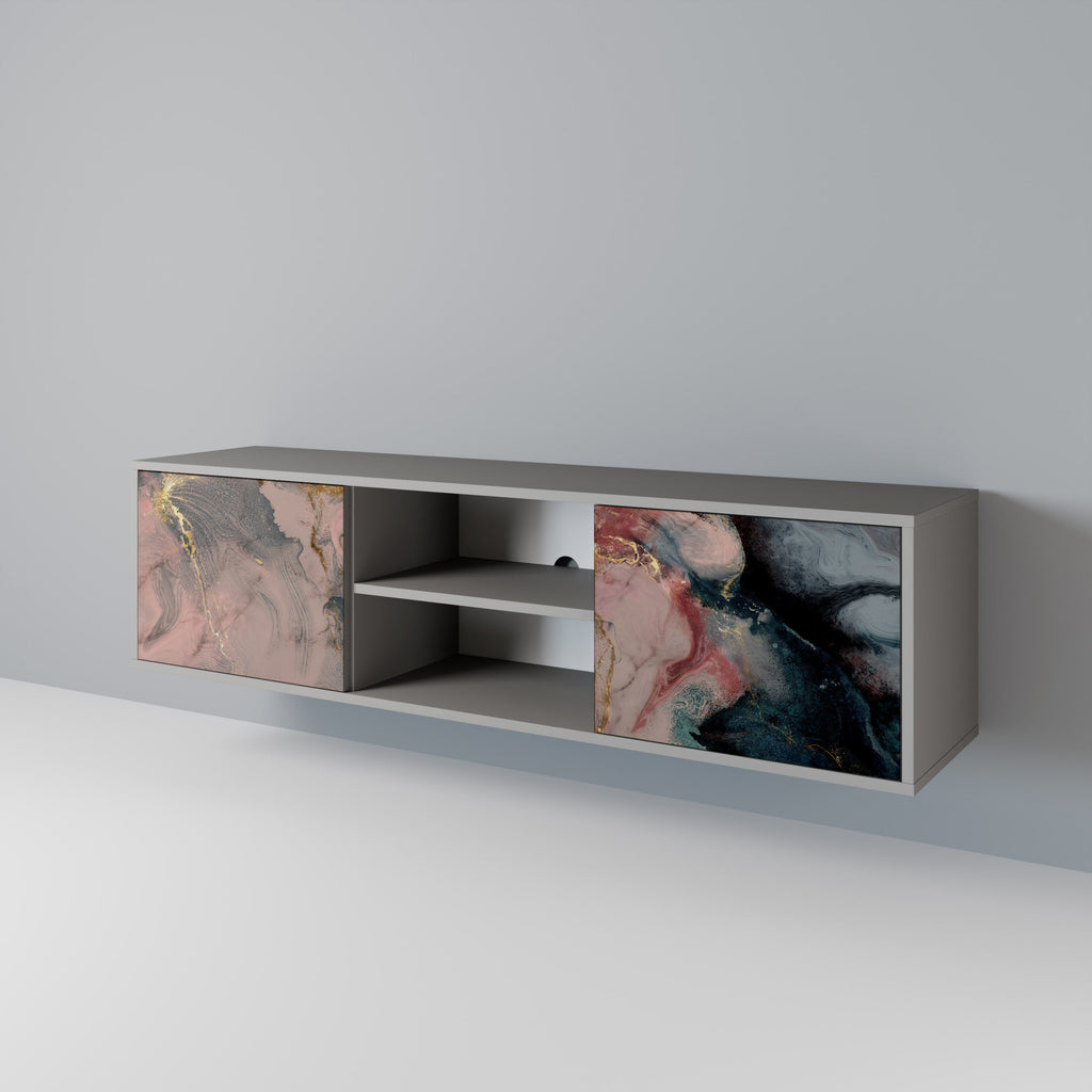 GILDED SWIRLS 2-Door TV Stand in Grey Finish