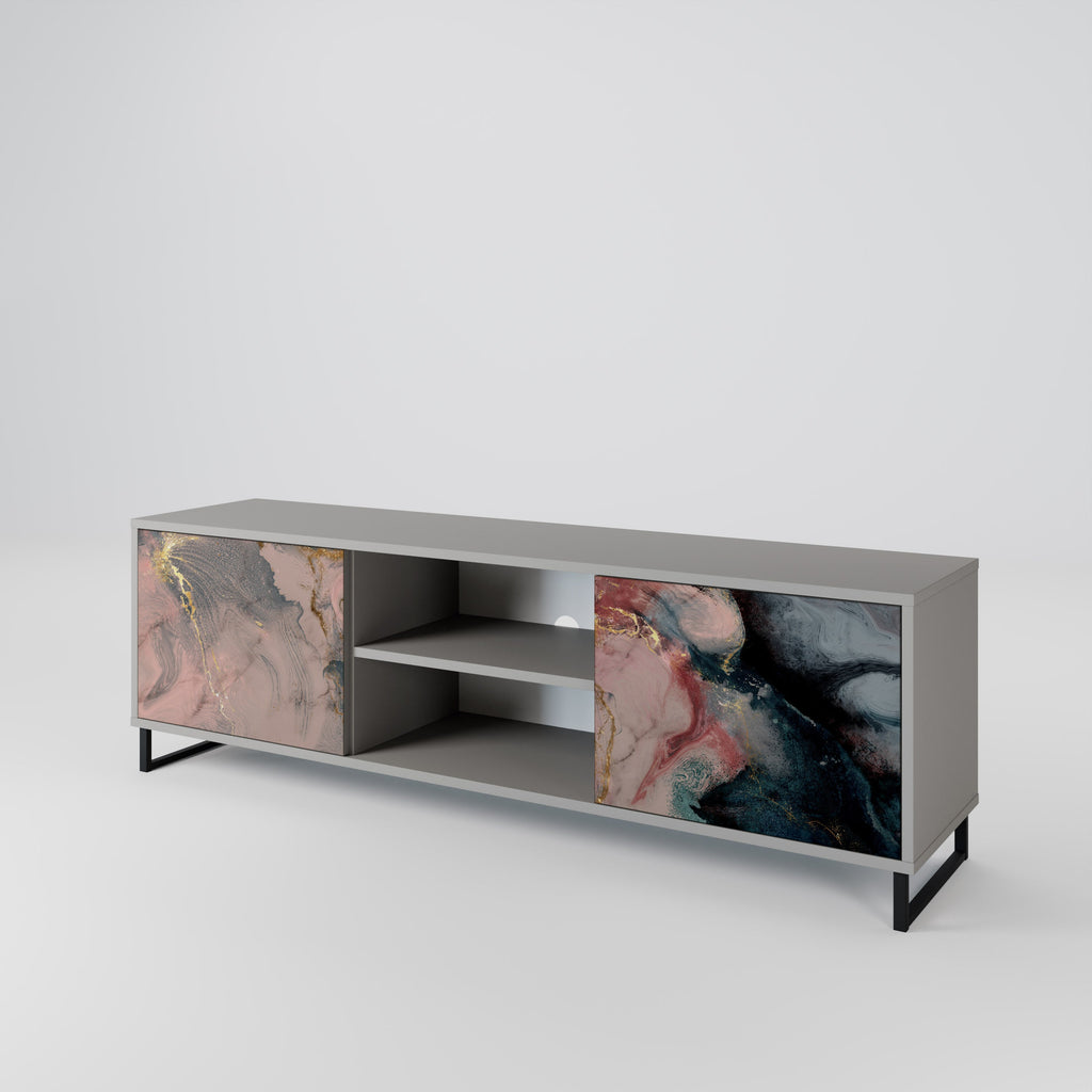GILDED SWIRLS 2-Door TV Stand in Grey Finish