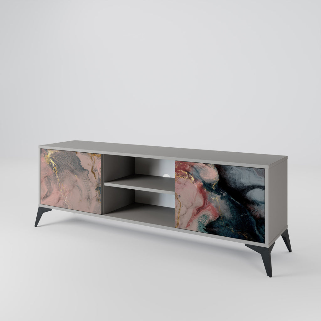 GILDED SWIRLS 2-Door TV Stand in Grey Finish