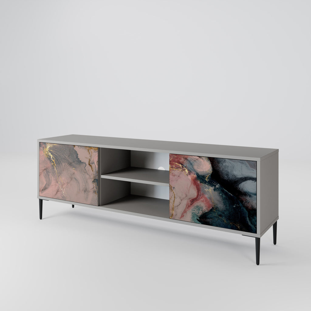 GILDED SWIRLS 2-Door TV Stand in Grey Finish