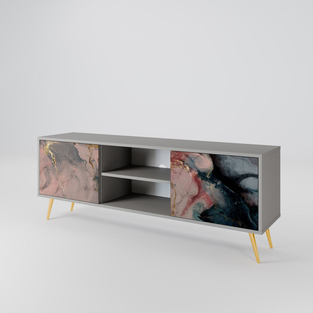 GILDED SWIRLS 2-Door TV Stand in Grey Finish