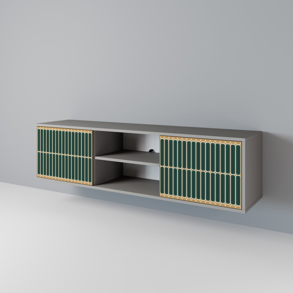 ILUSION GATE 2-Door TV Stand in Grey Finish