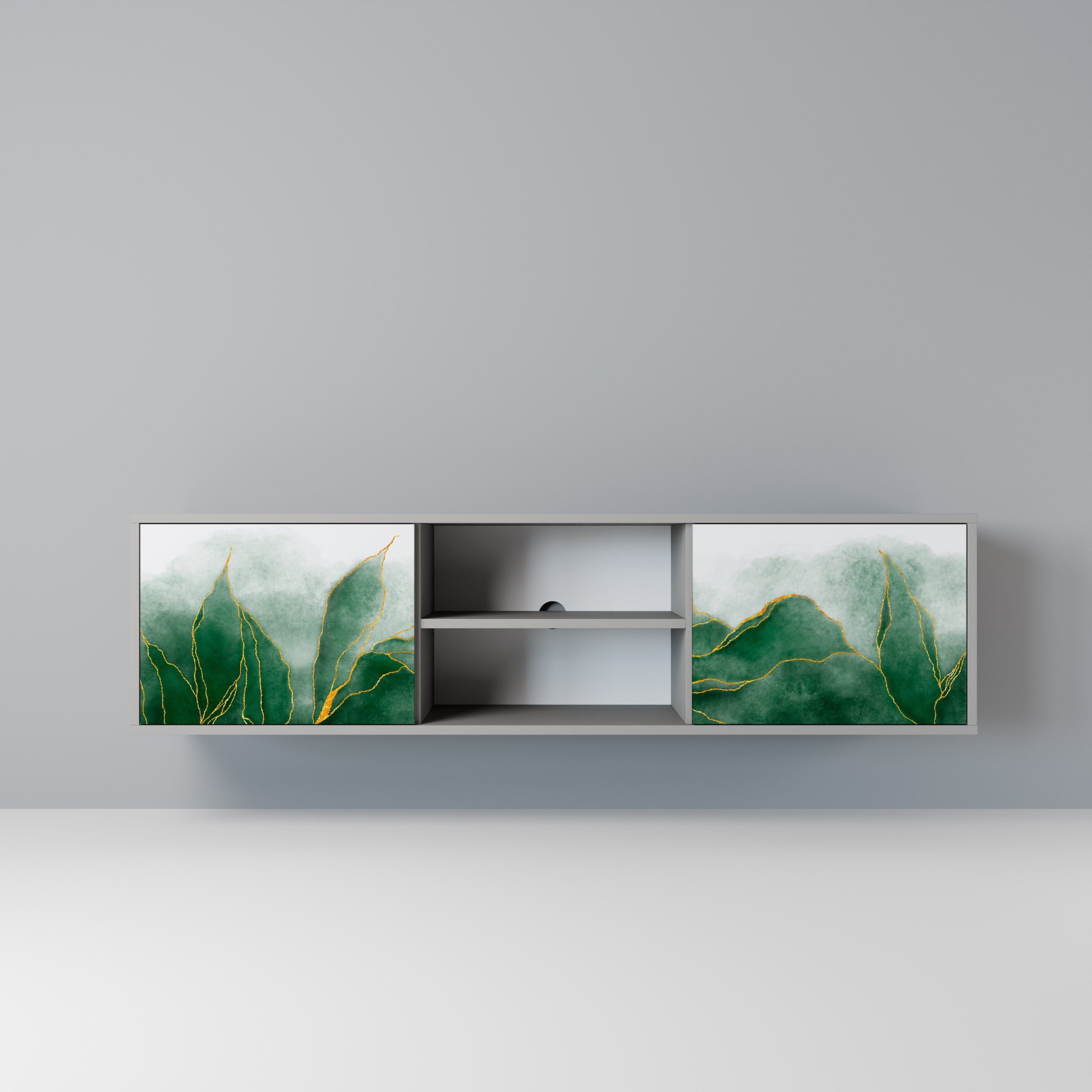 EXPENSIVE NATURE 2-Door TV Stand in Grey Finish