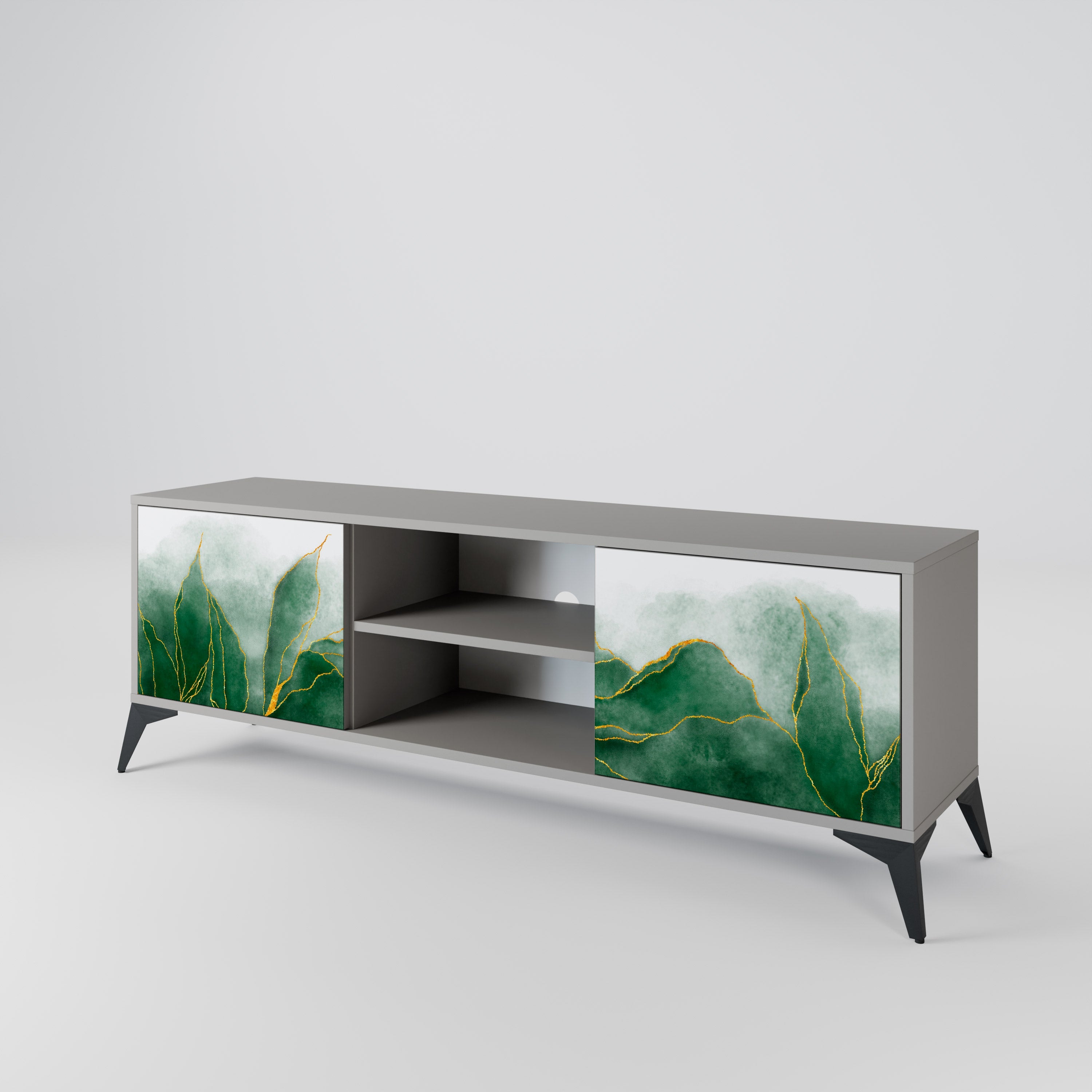 EXPENSIVE NATURE 2-Door TV Stand in Grey Finish
