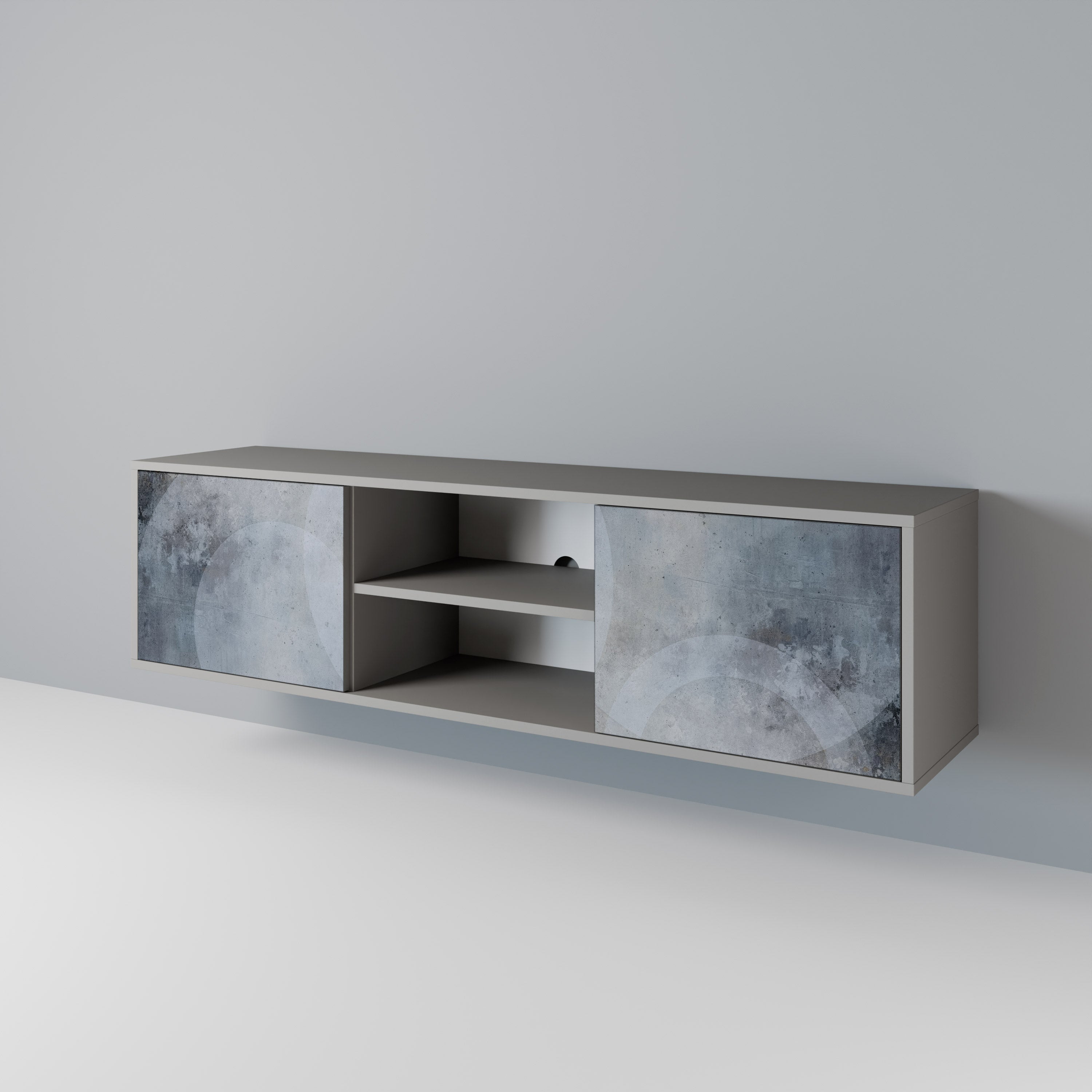 MUTED ARC 2-Door TV Stand in Grey Finish
