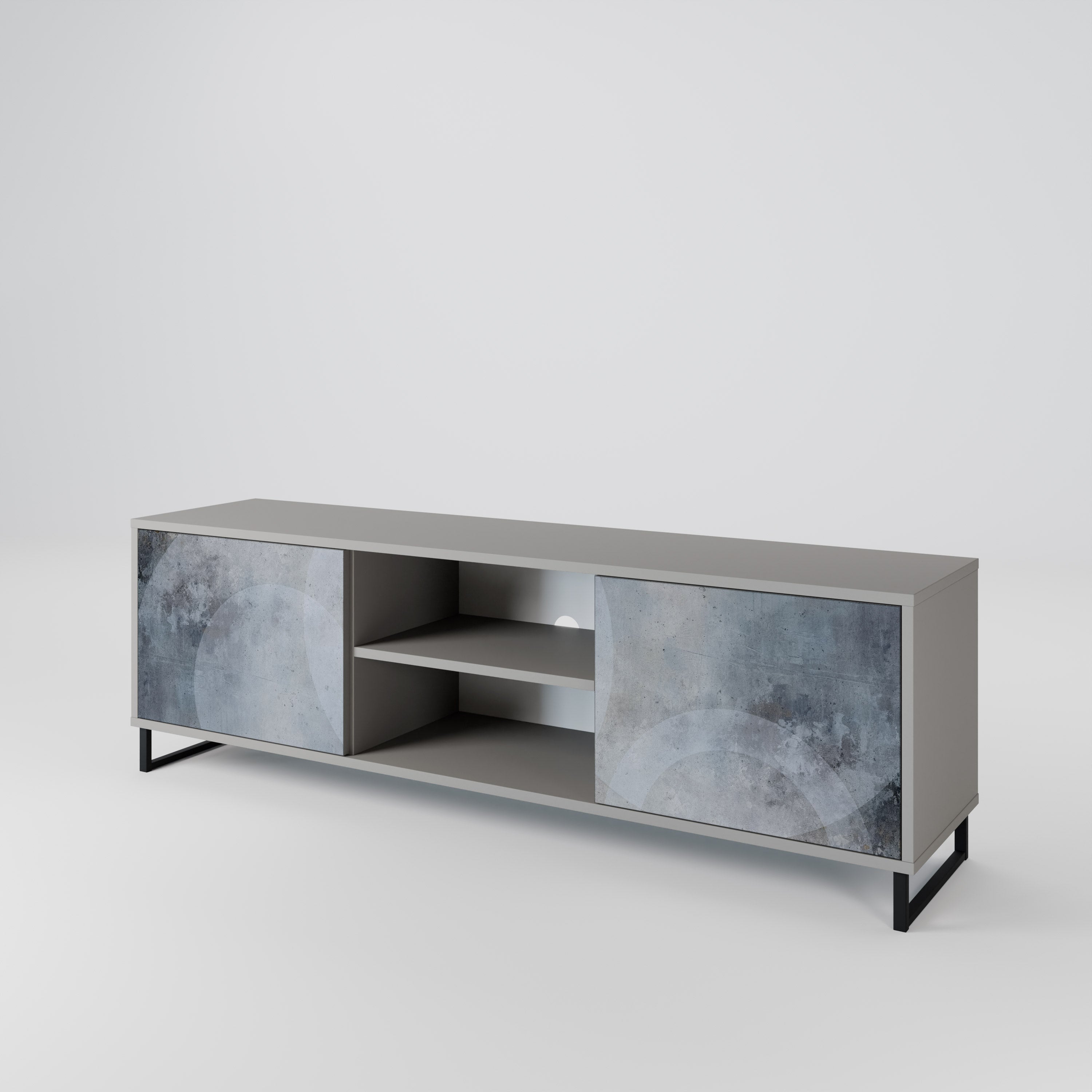 MUTED ARC 2-Door TV Stand in Grey Finish