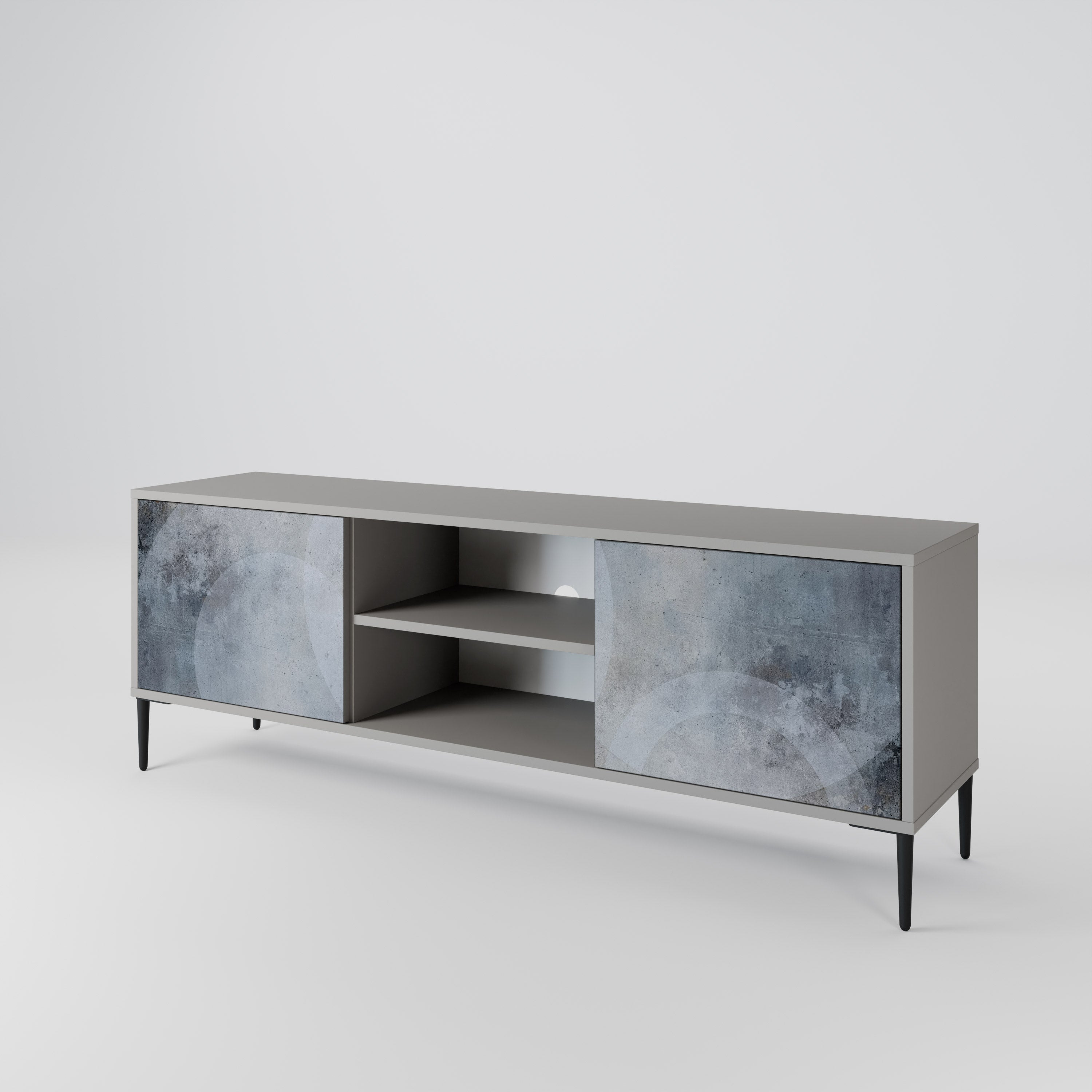 MUTED ARC 2-Door TV Stand in Grey Finish