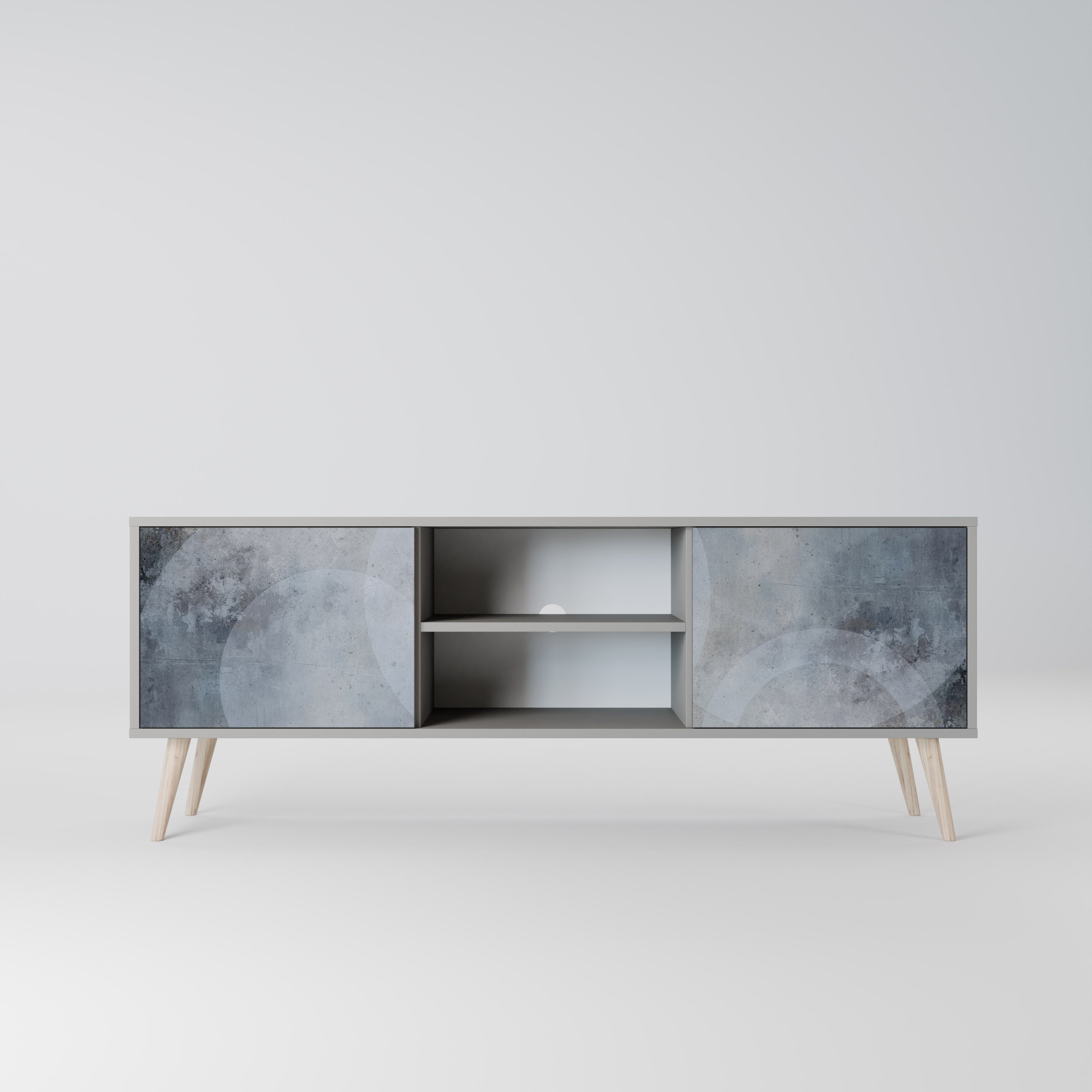MUTED ARC 2-Door TV Stand in Grey Finish