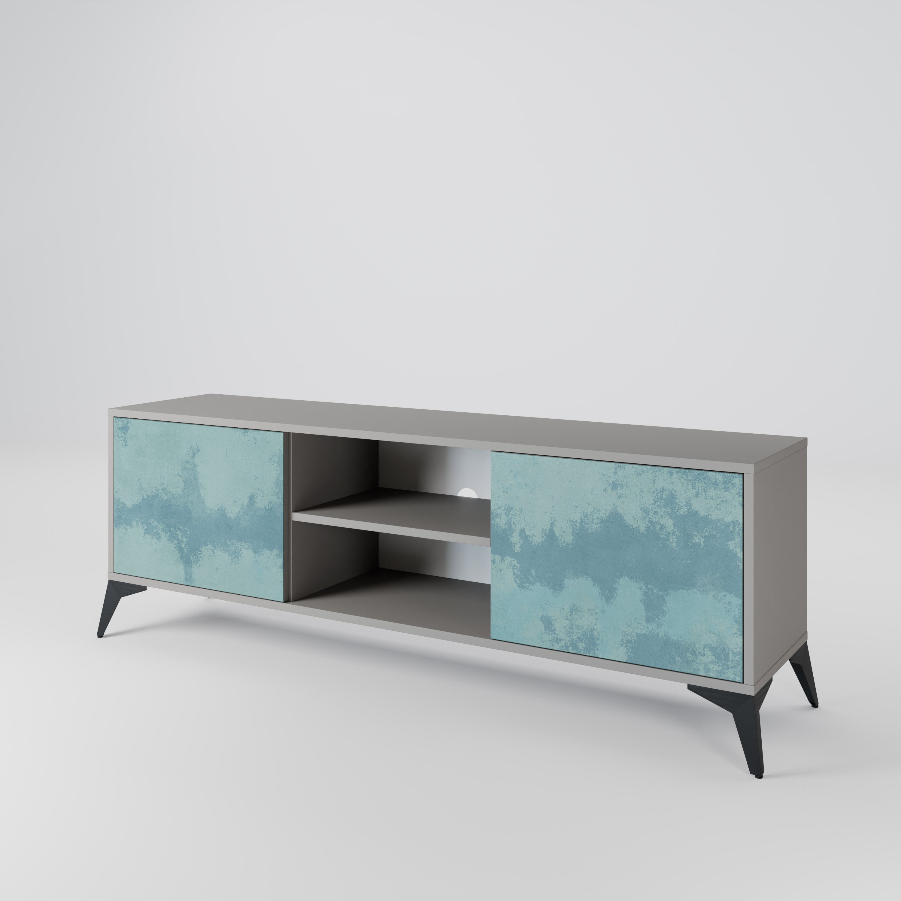 SKY WASH 2-Door TV Stand in Grey Finish