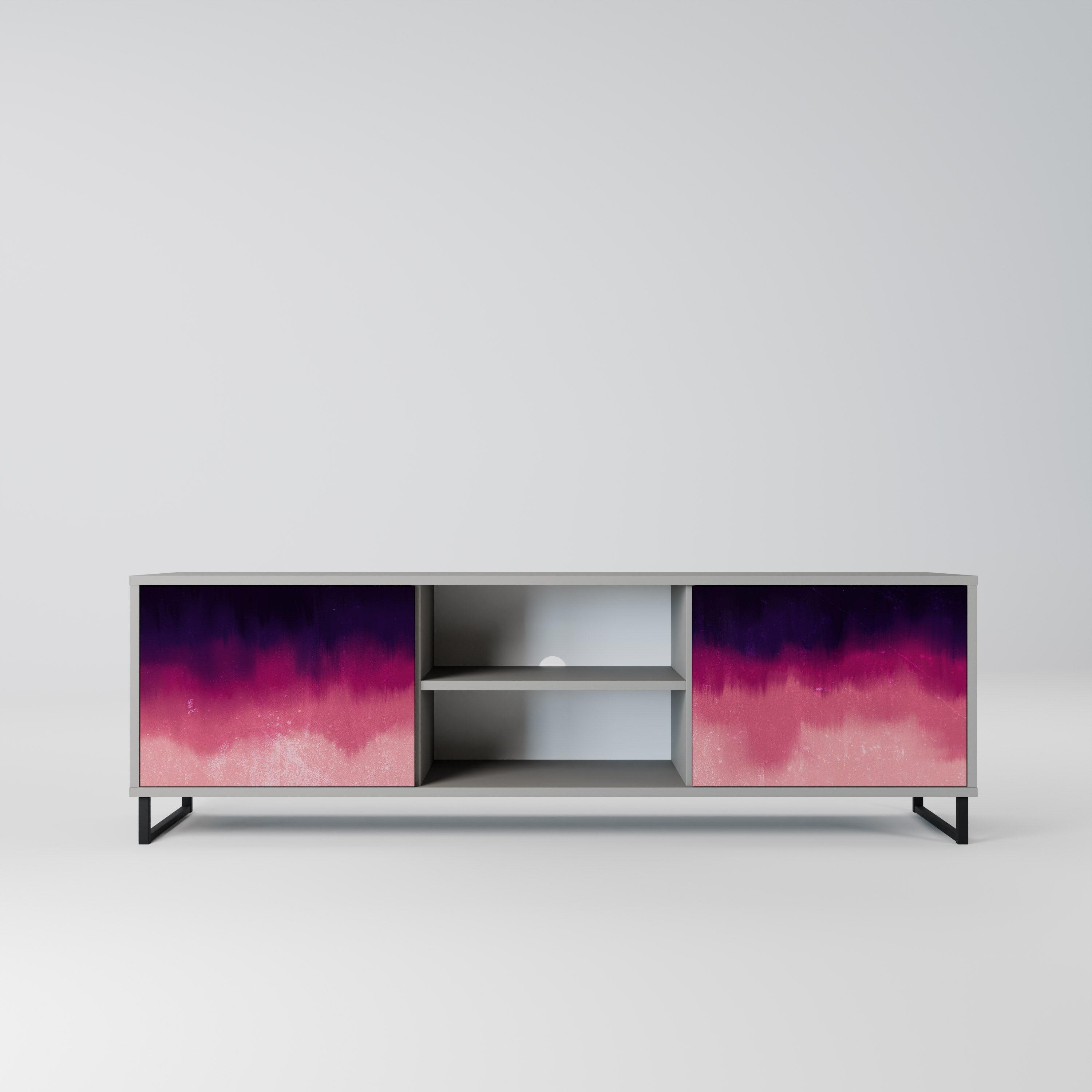 Meuble TV 2 portes AURORA BOREALIS finition grise