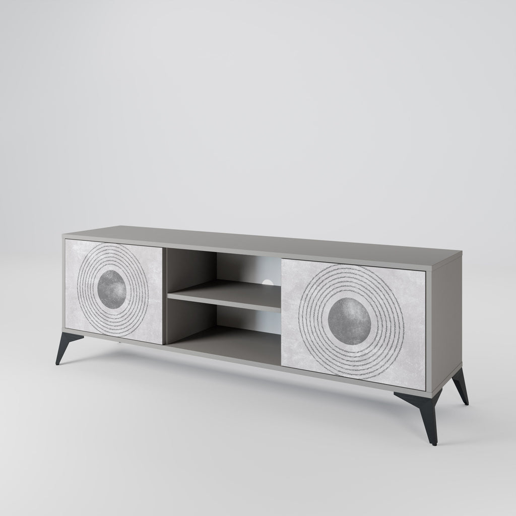 SOLID CIRCLES 2-Door TV Stand in Grey Finish