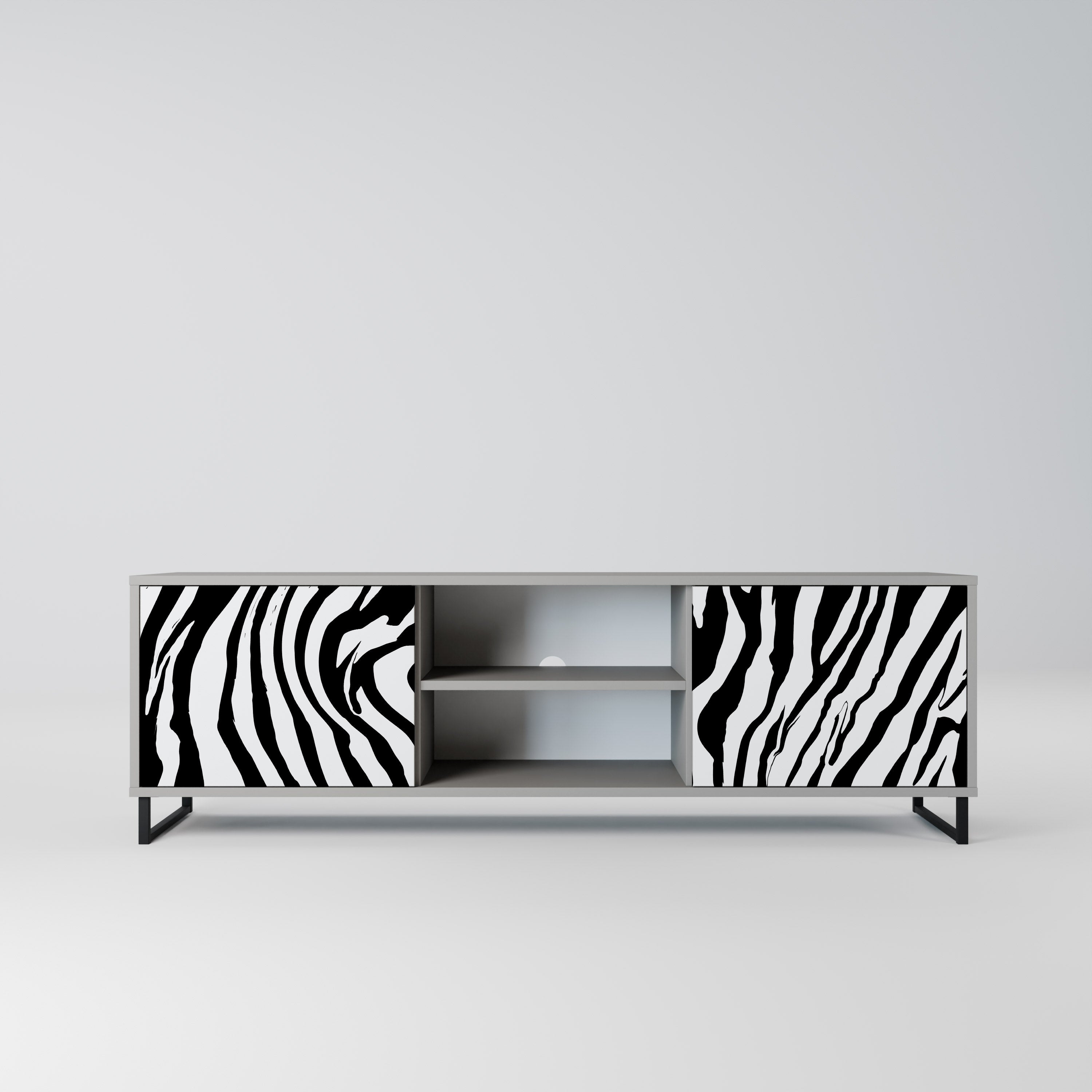 SPLENDID ZEBRA 2-Door TV Stand in Grey Finish