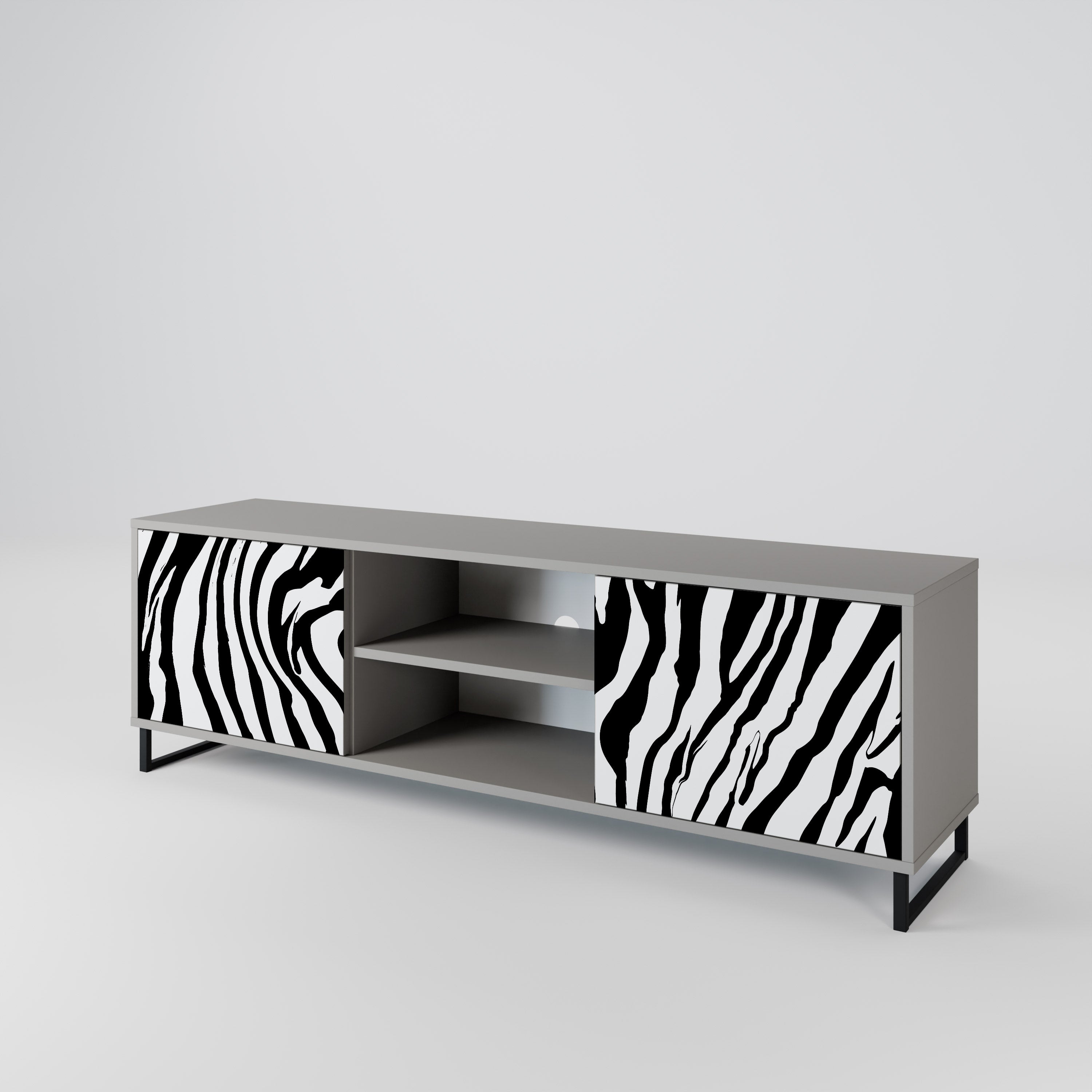 SPLENDID ZEBRA 2-Door TV Stand in Grey Finish