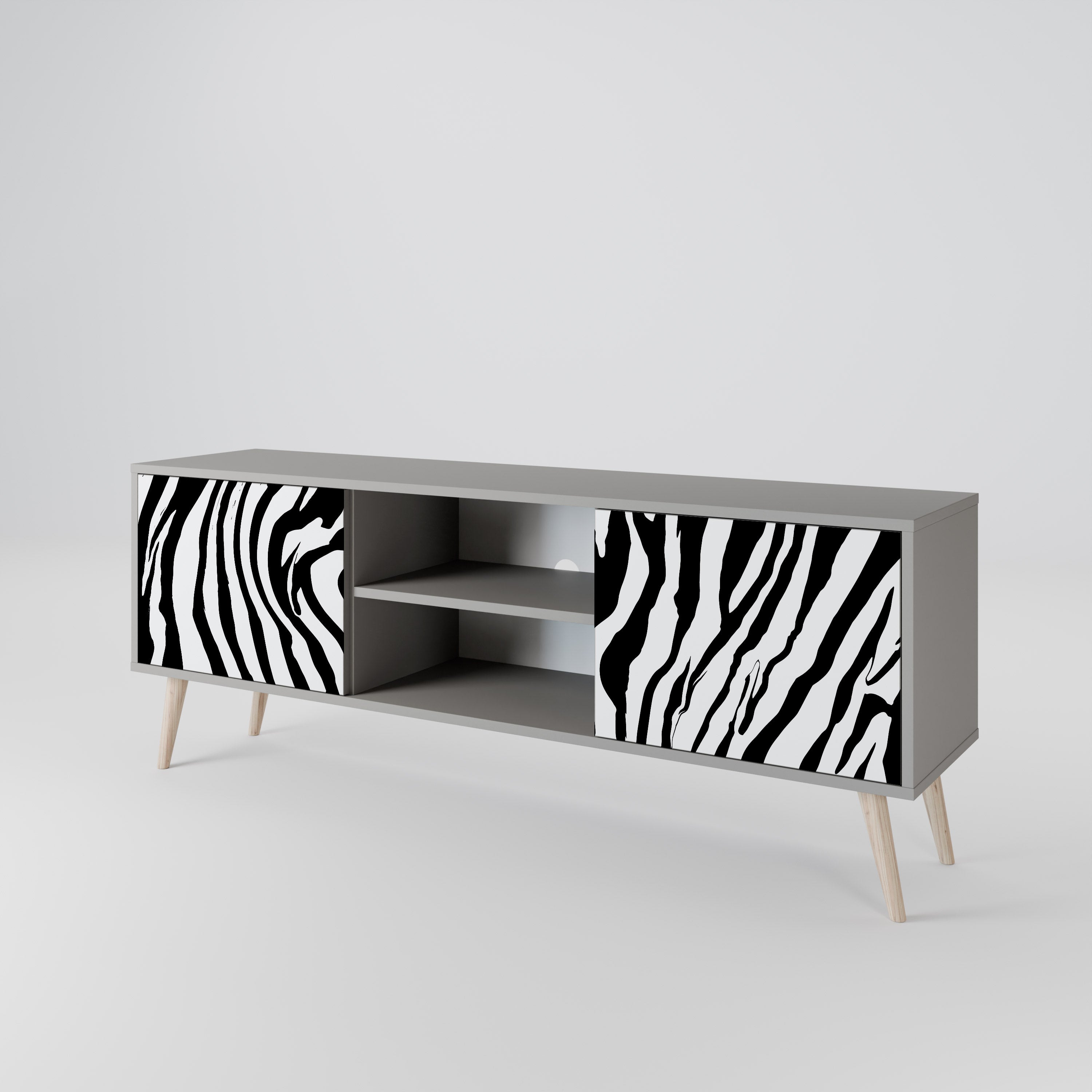 SPLENDID ZEBRA 2-Door TV Stand in Grey Finish