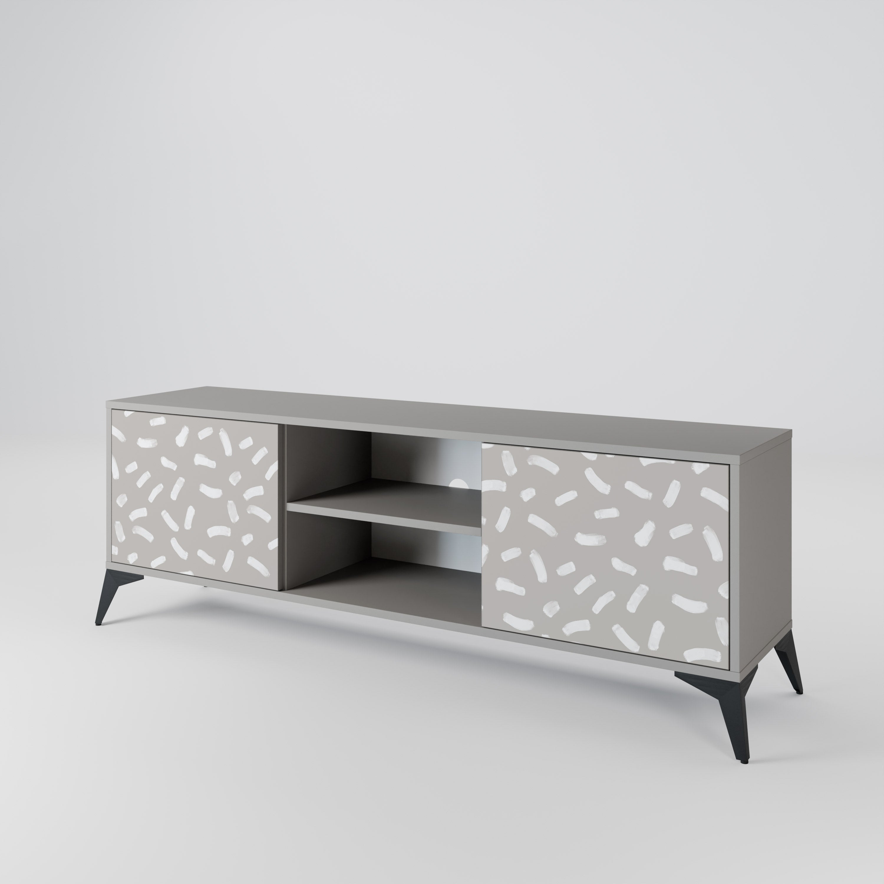 PASSING SECONDS 2-Door TV Stand in Grey Finish