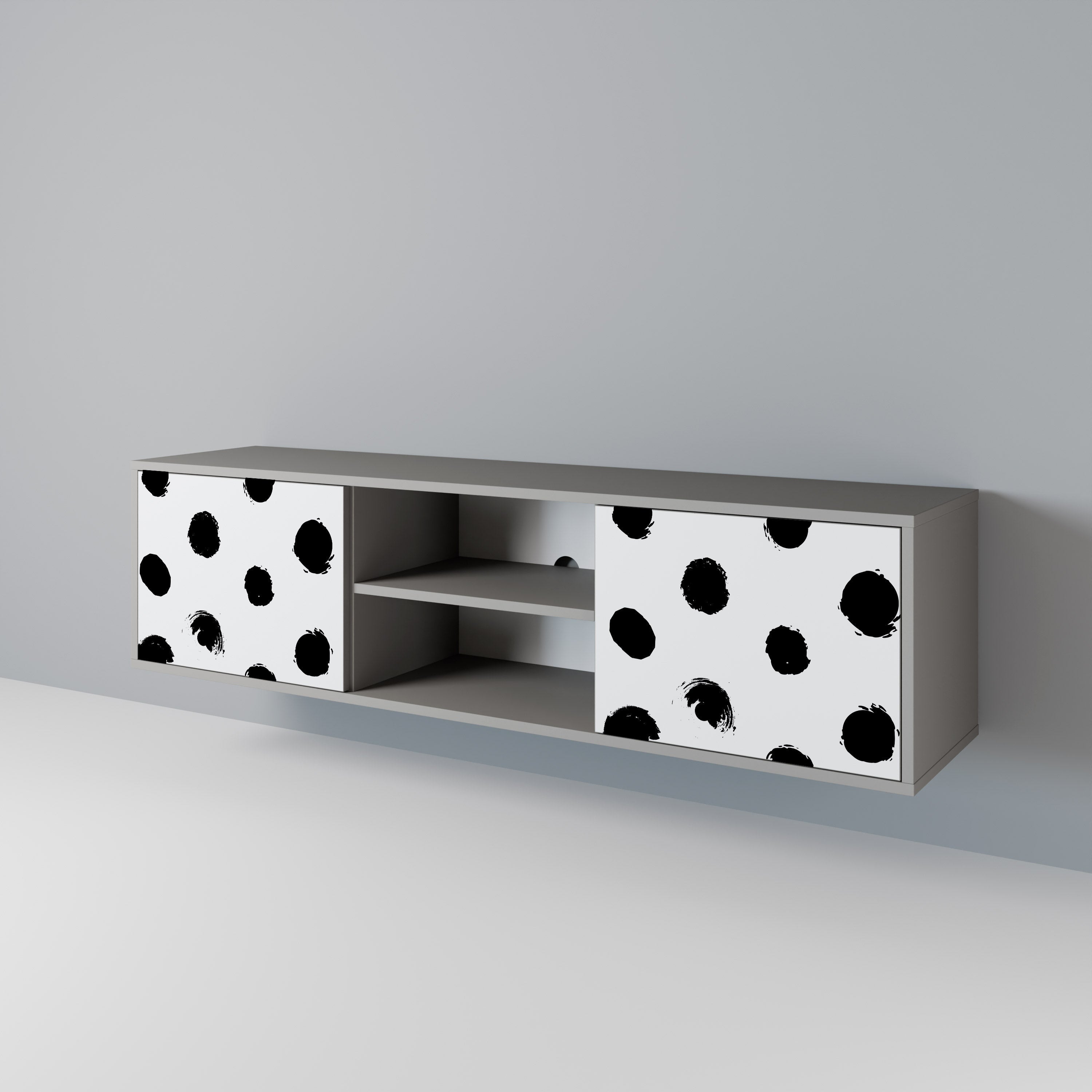 SLIPPING MINUTES 2-Door TV Stand in Grey Finish