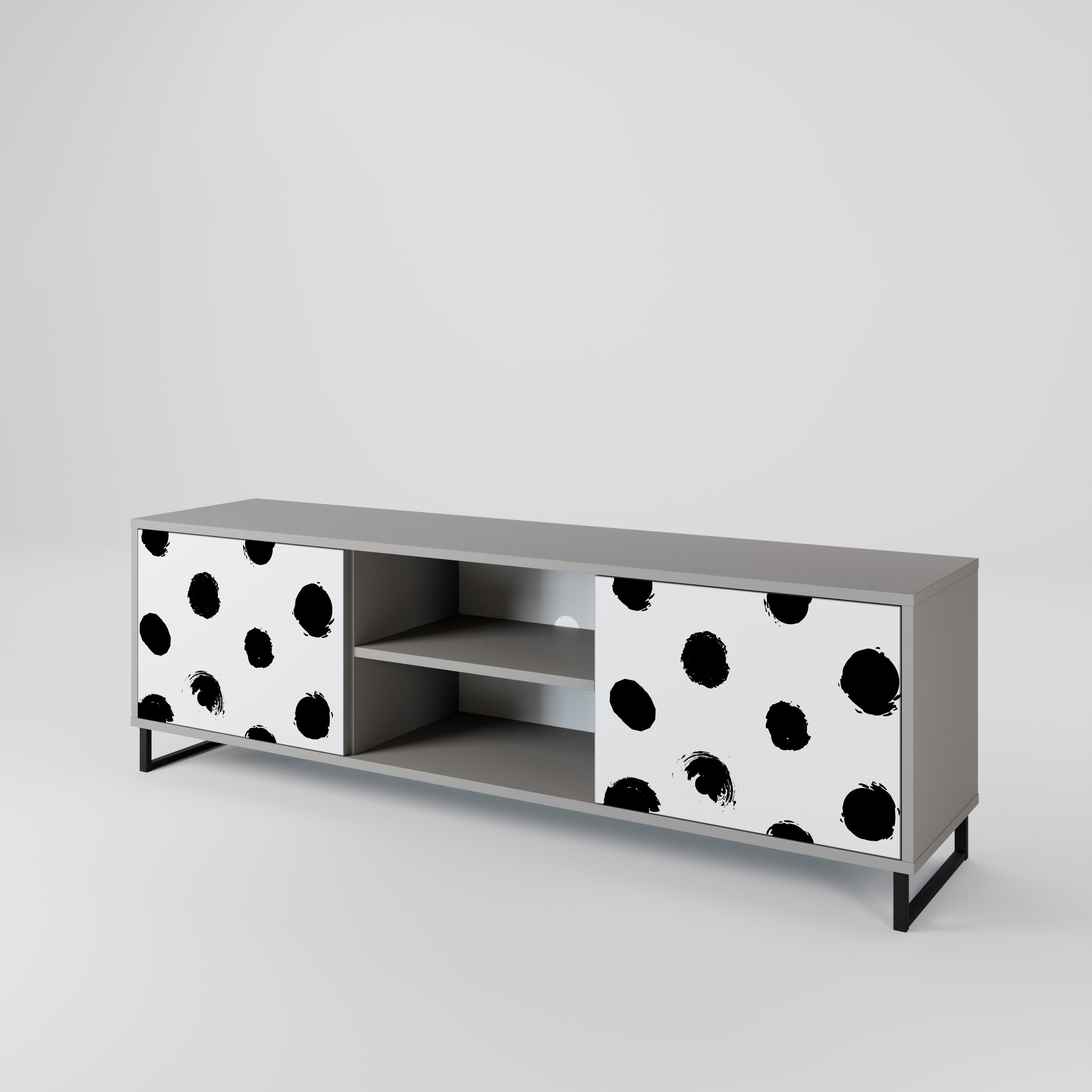 SLIPPING MINUTES 2-Door TV Stand in Grey Finish