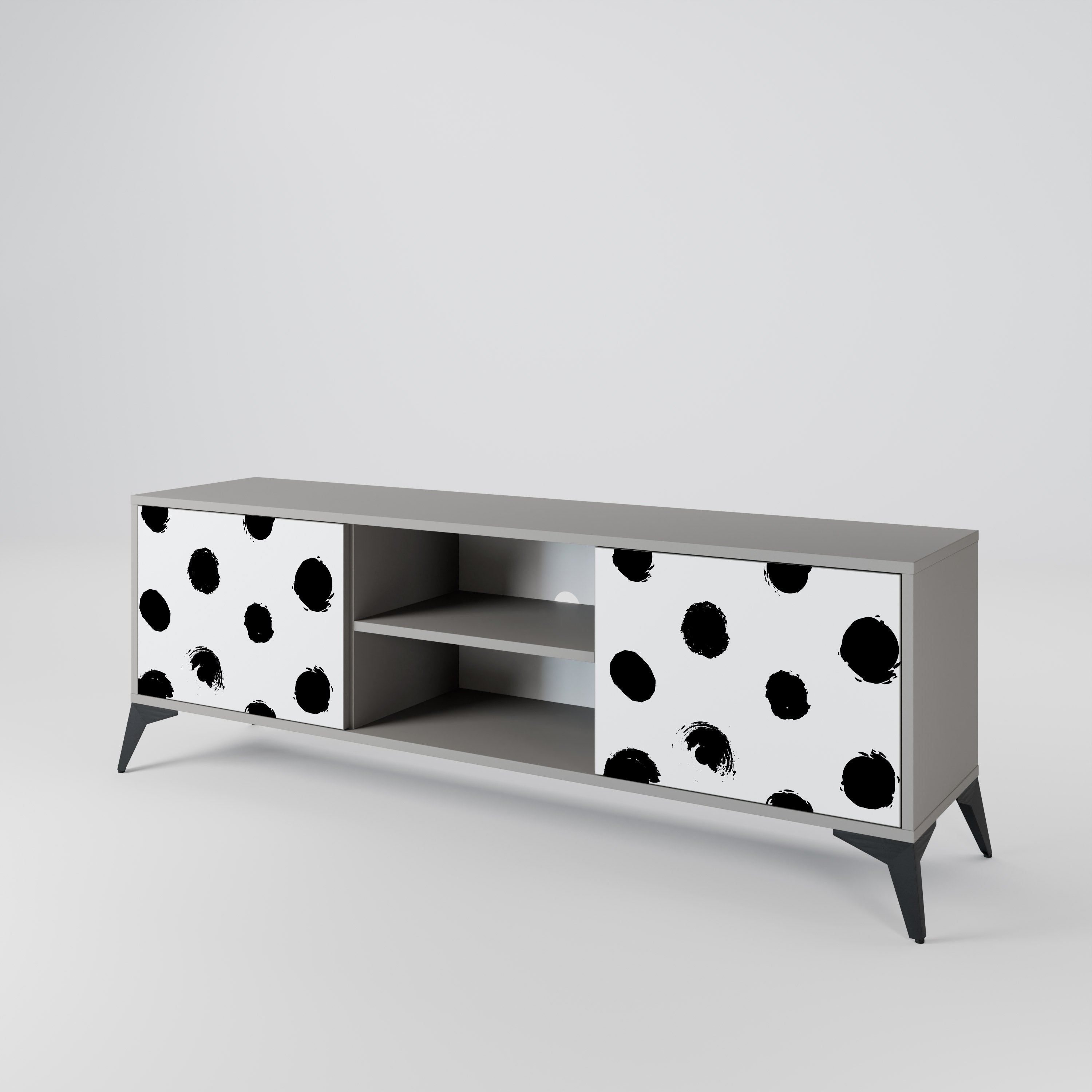 SLIPPING MINUTES 2-Door TV Stand in Grey Finish