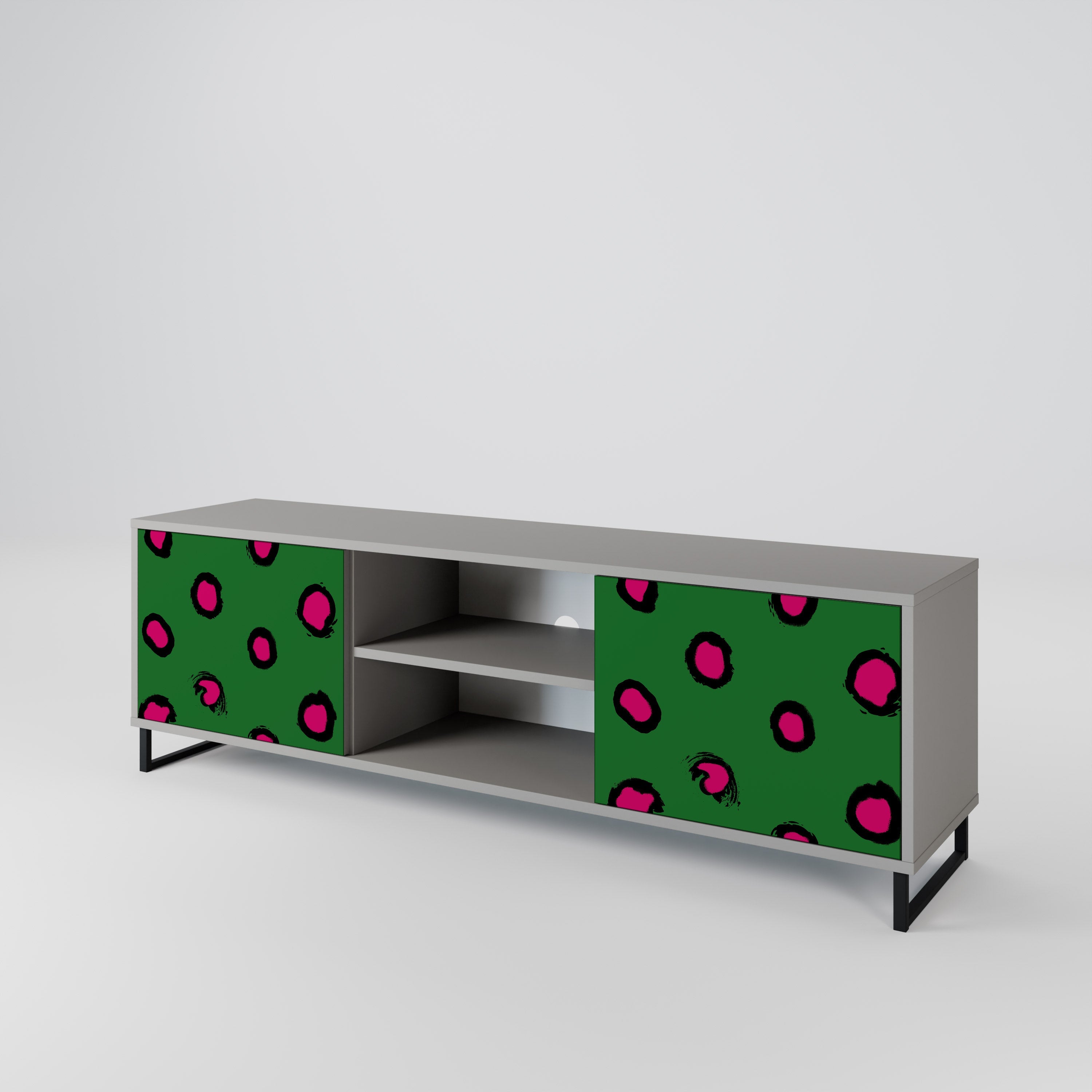 FUNKY SPOTS 2-Door TV Stand in Grey Finish