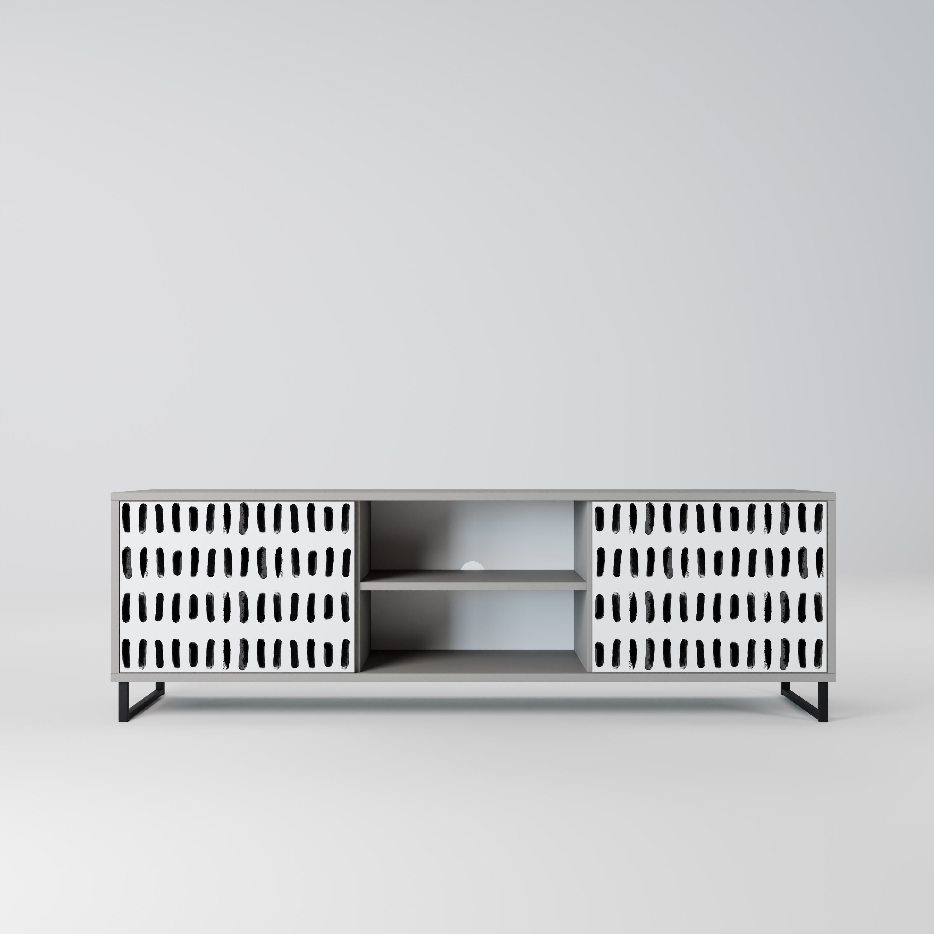 NIGHTY MELODIES 2-Door TV Stand in Grey Finish