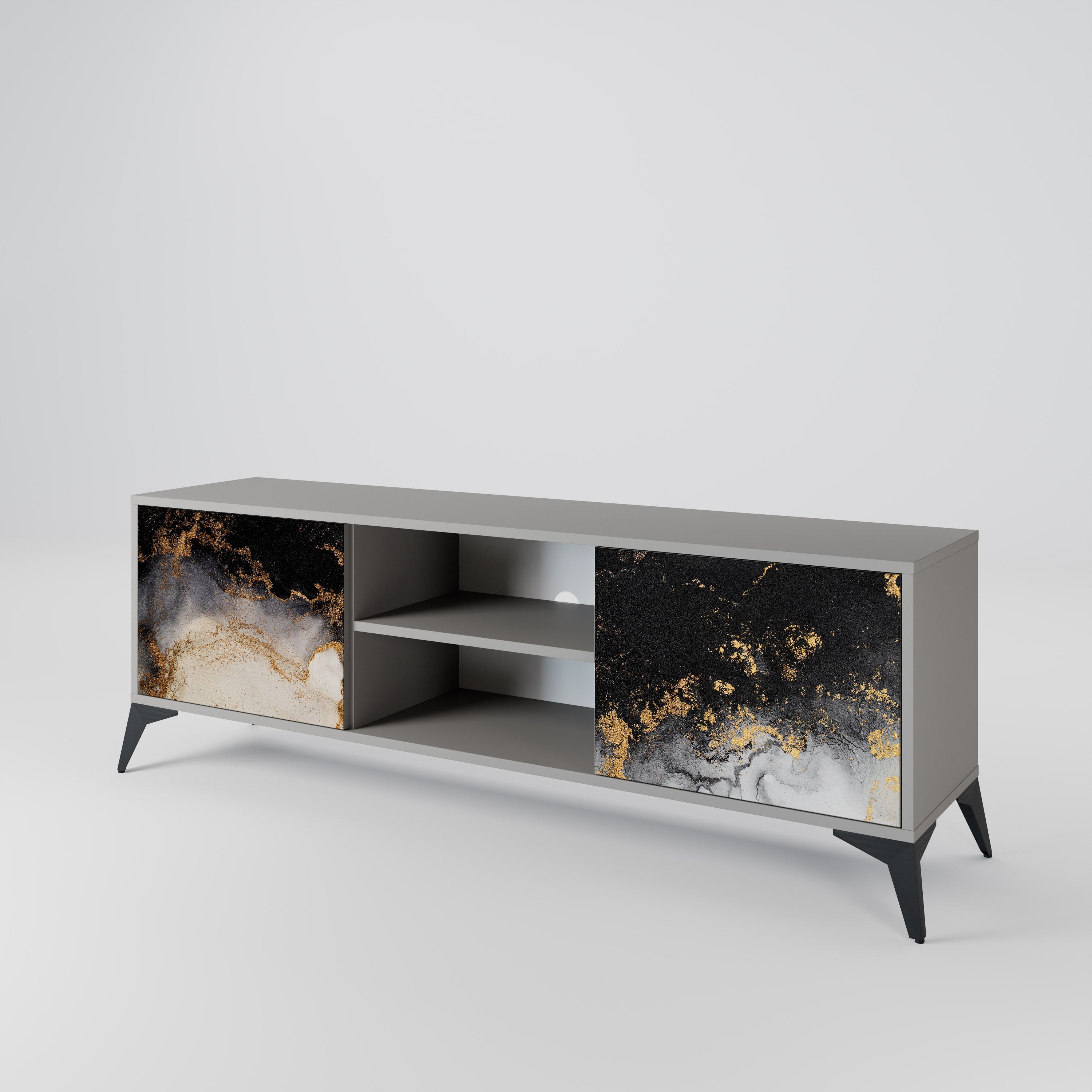 MARBLE OF TOMMORROW 2-Door TV Stand in Grey Finish