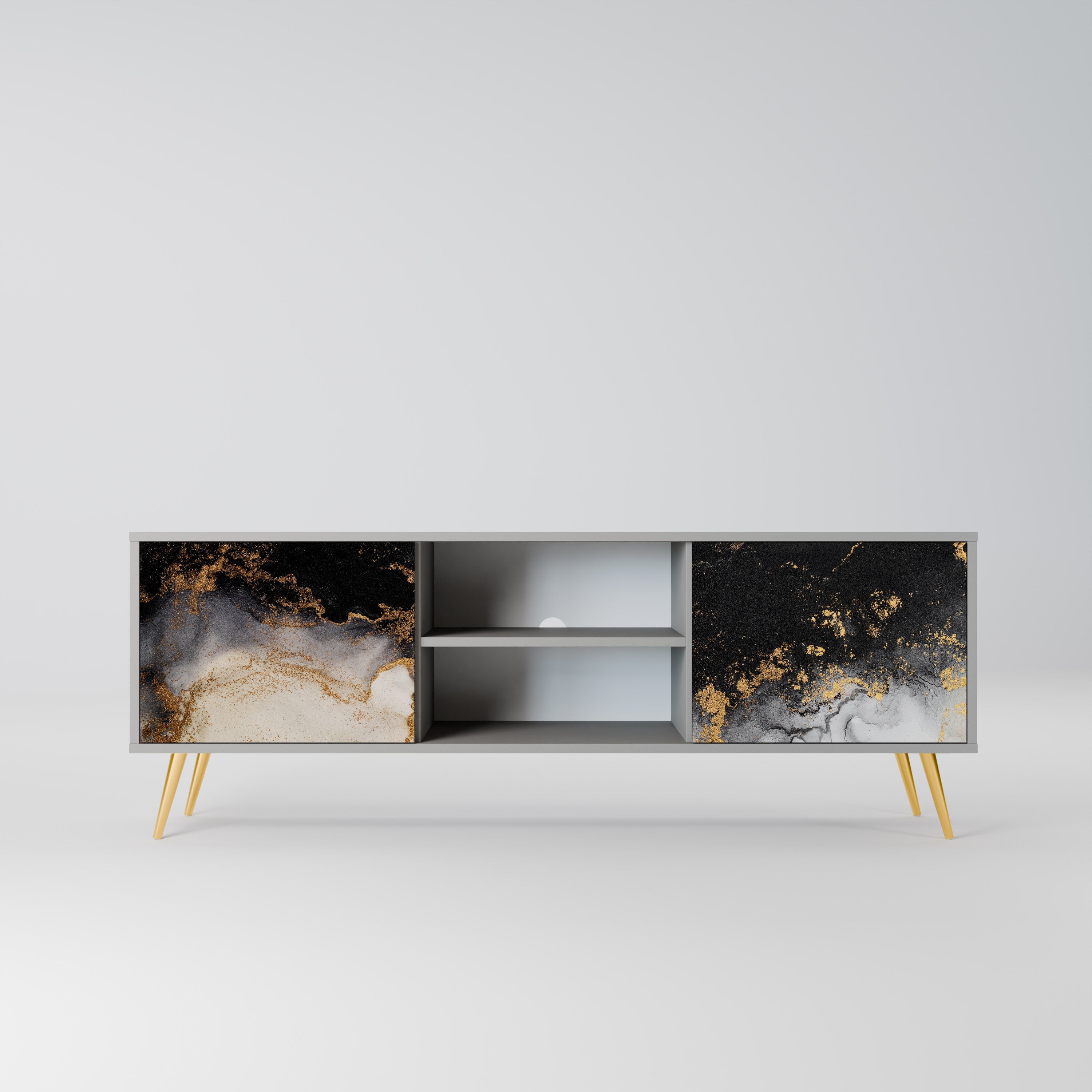 MARBLE OF TOMMORROW 2-Door TV Stand in Grey Finish