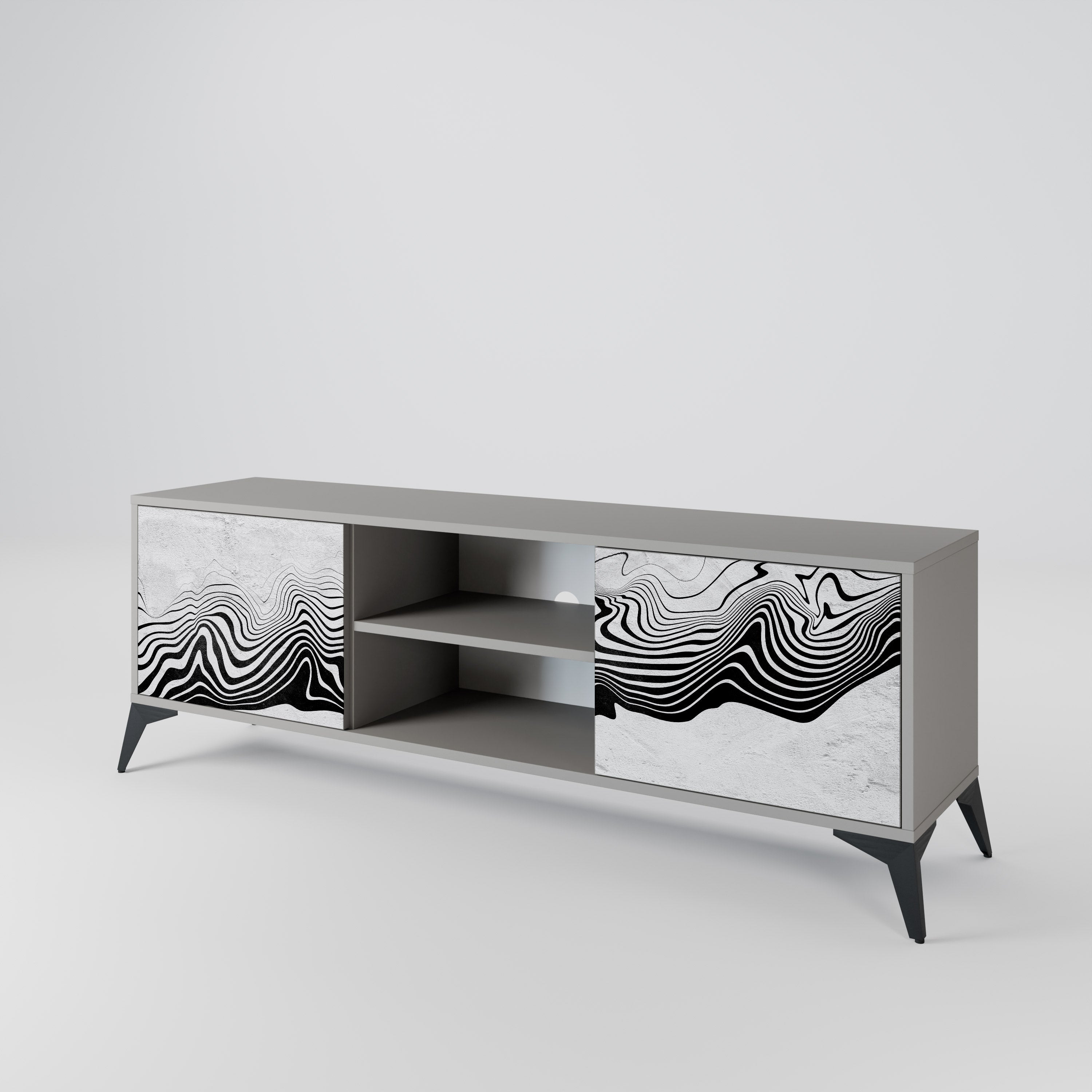 MONOCHROME MIRAGE 2-Door TV Stand in Grey Finish