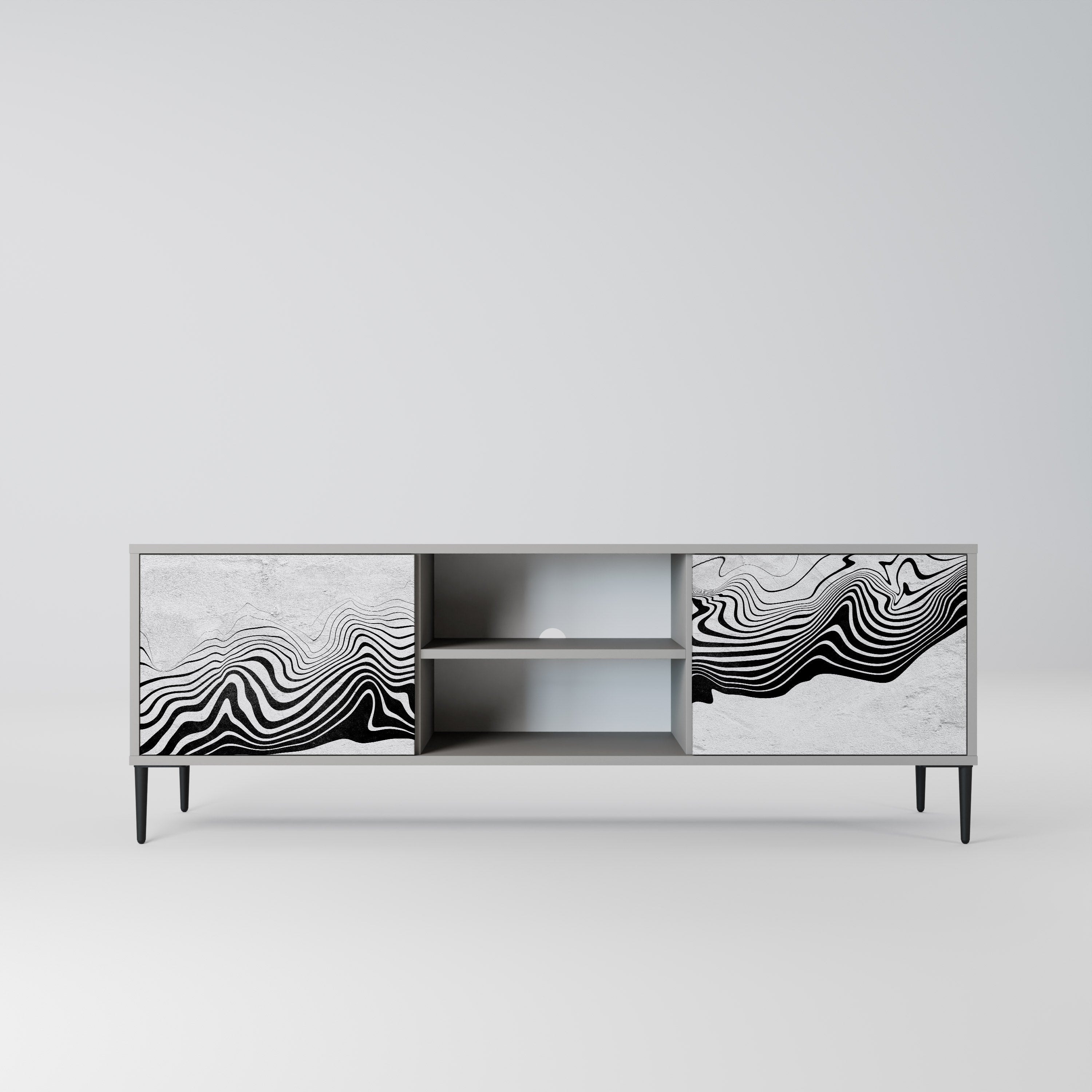 MONOCHROME MIRAGE 2-Door TV Stand in Grey Finish