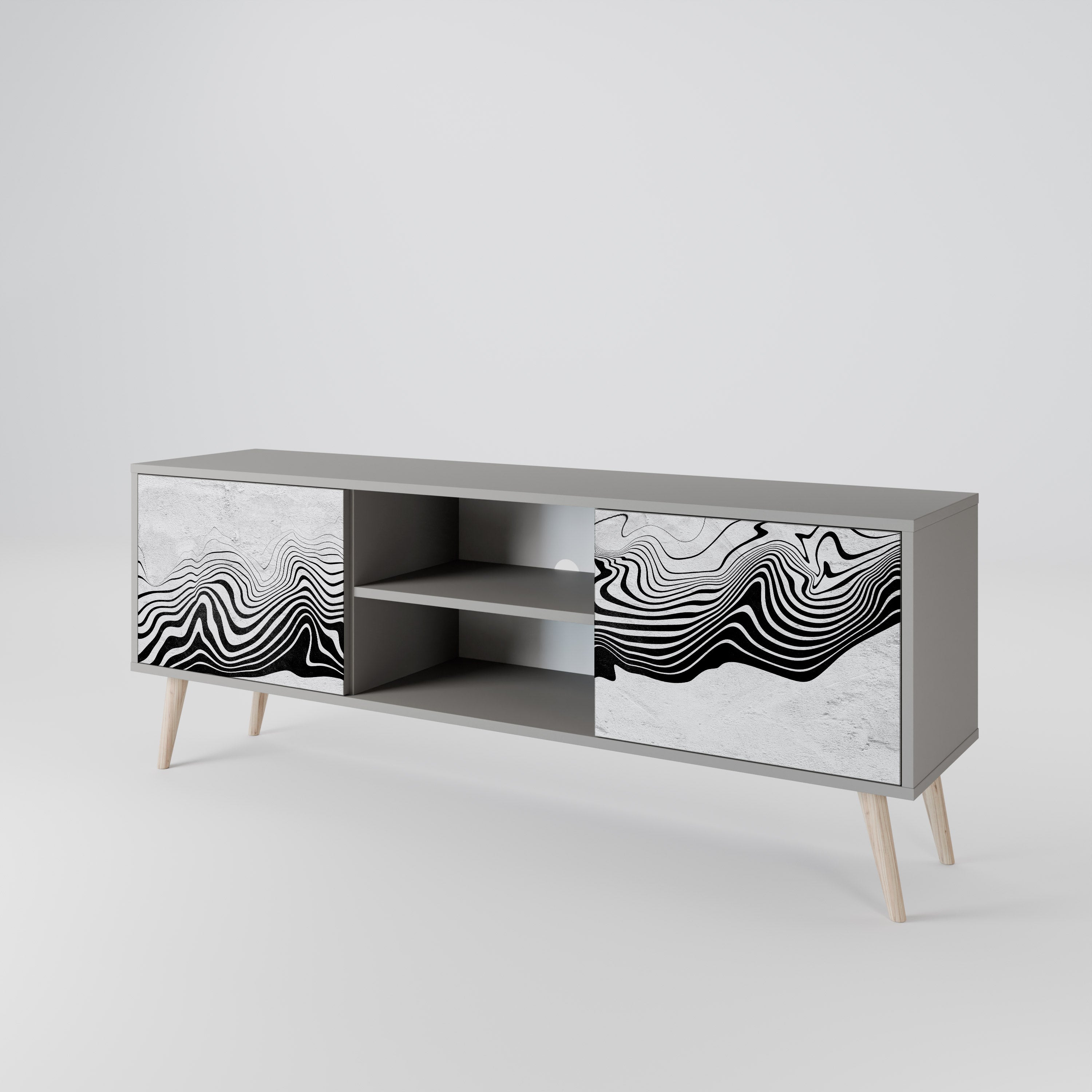 MONOCHROME MIRAGE 2-Door TV Stand in Grey Finish