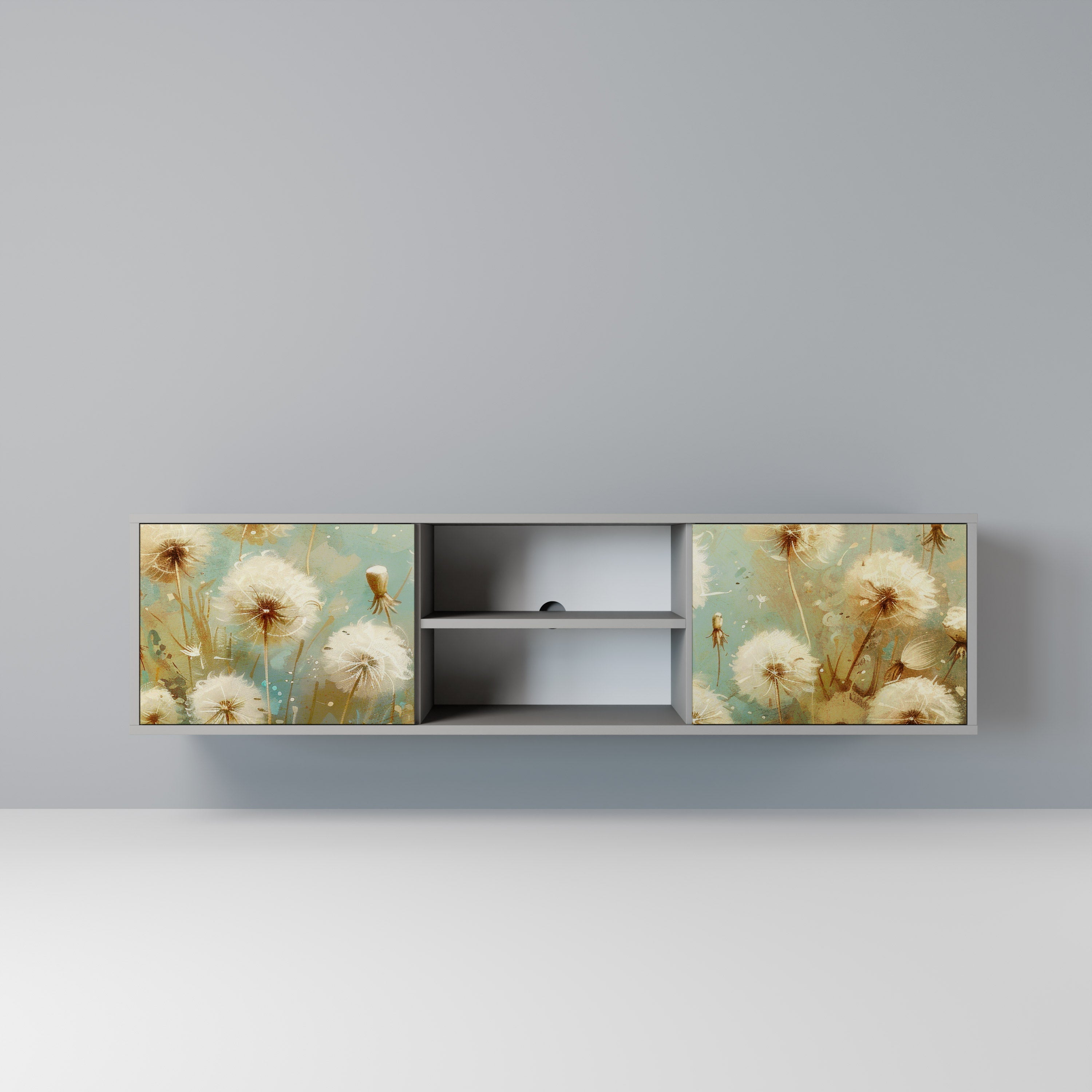 DREAMY MEADOW 2-Door TV Stand in Grey Finish