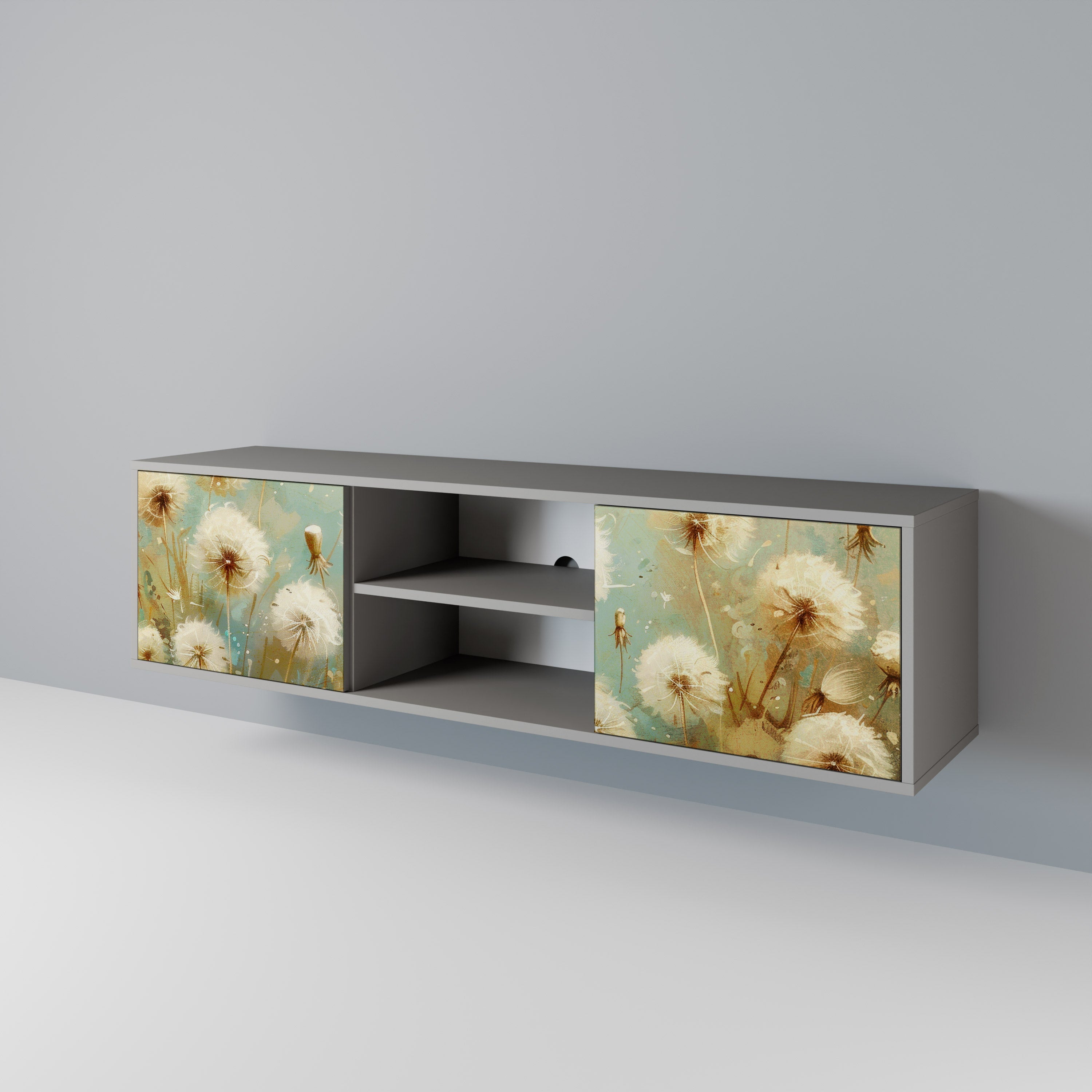 DREAMY MEADOW 2-Door TV Stand in Grey Finish