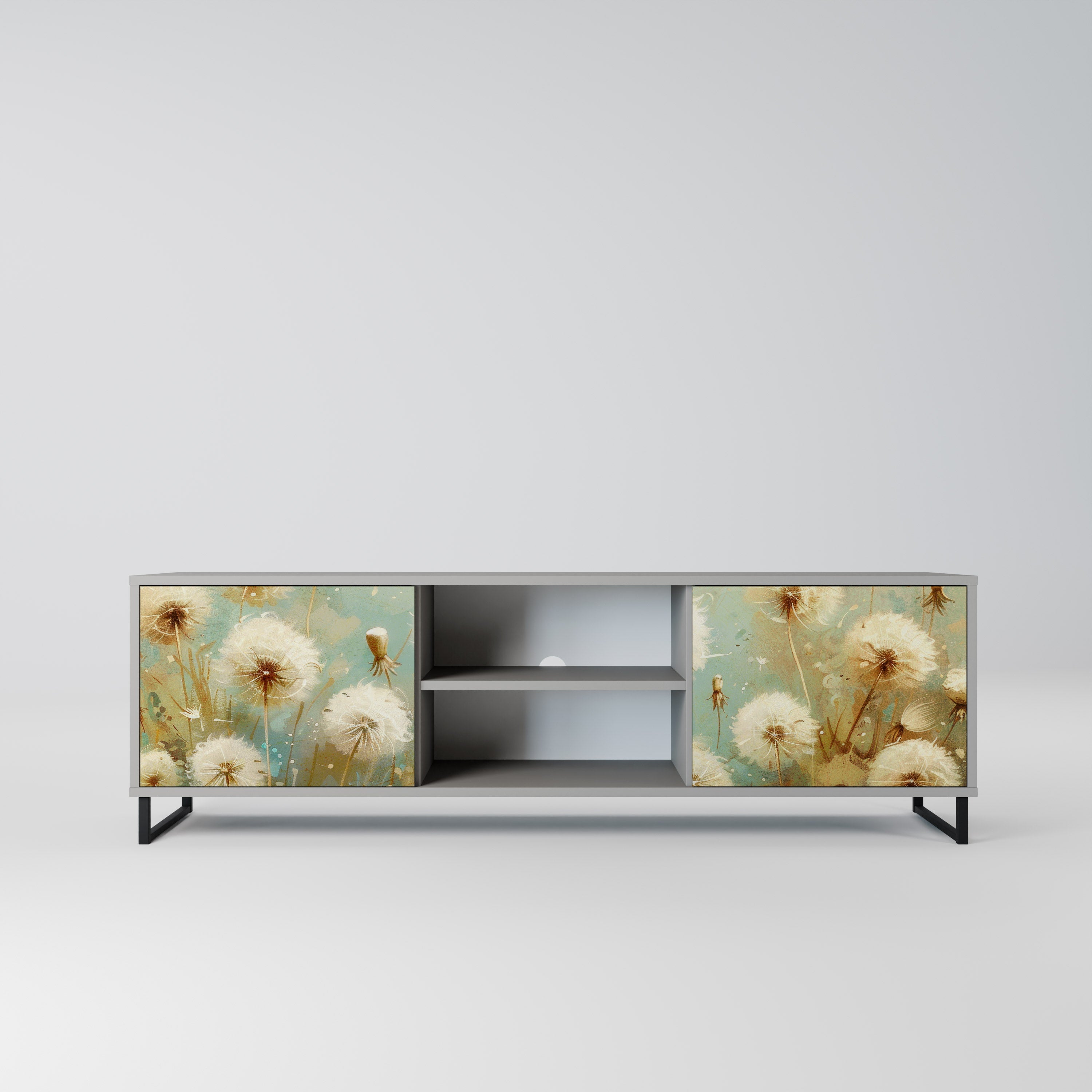 DREAMY MEADOW 2-Door TV Stand in Grey Finish