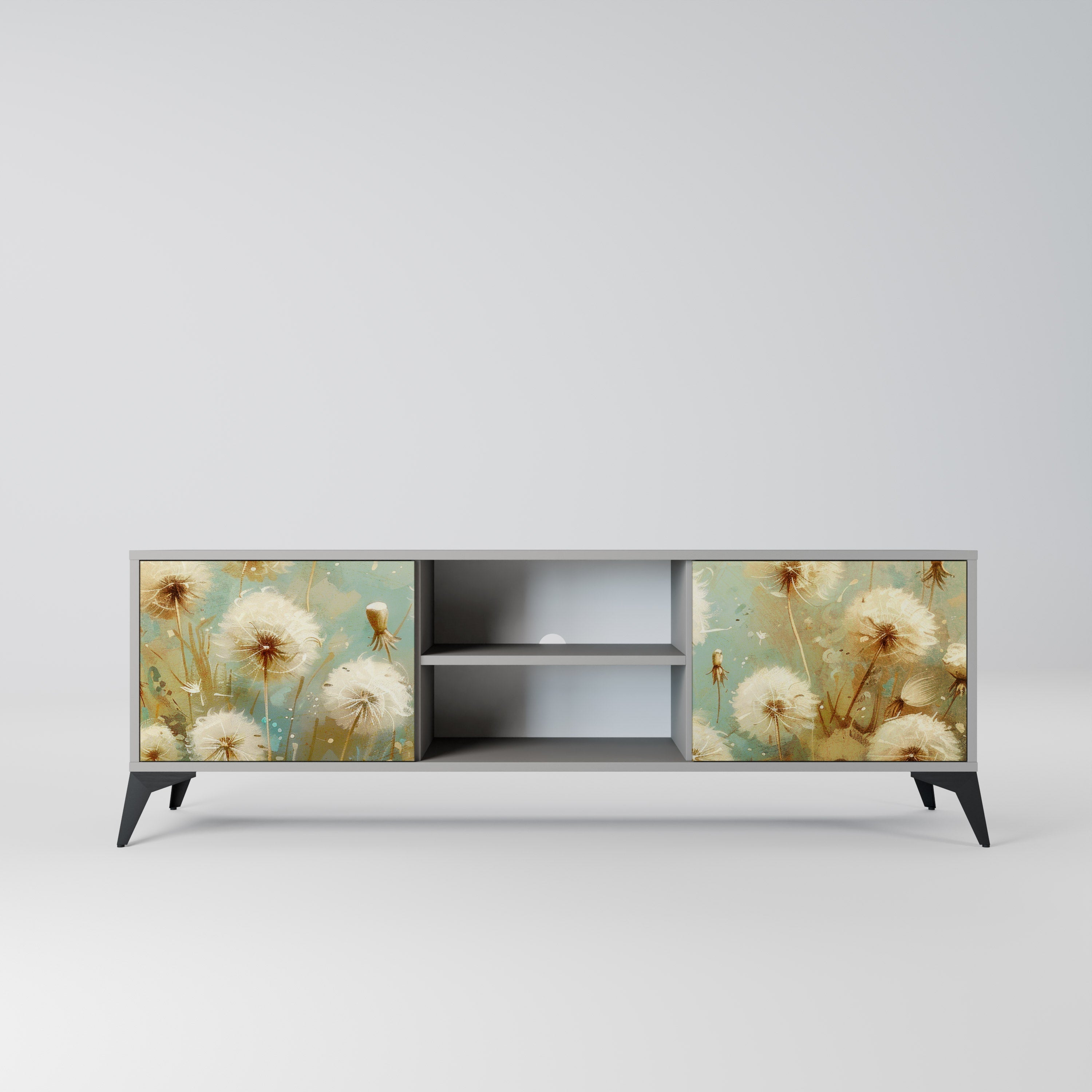 DREAMY MEADOW 2-Door TV Stand in Grey Finish