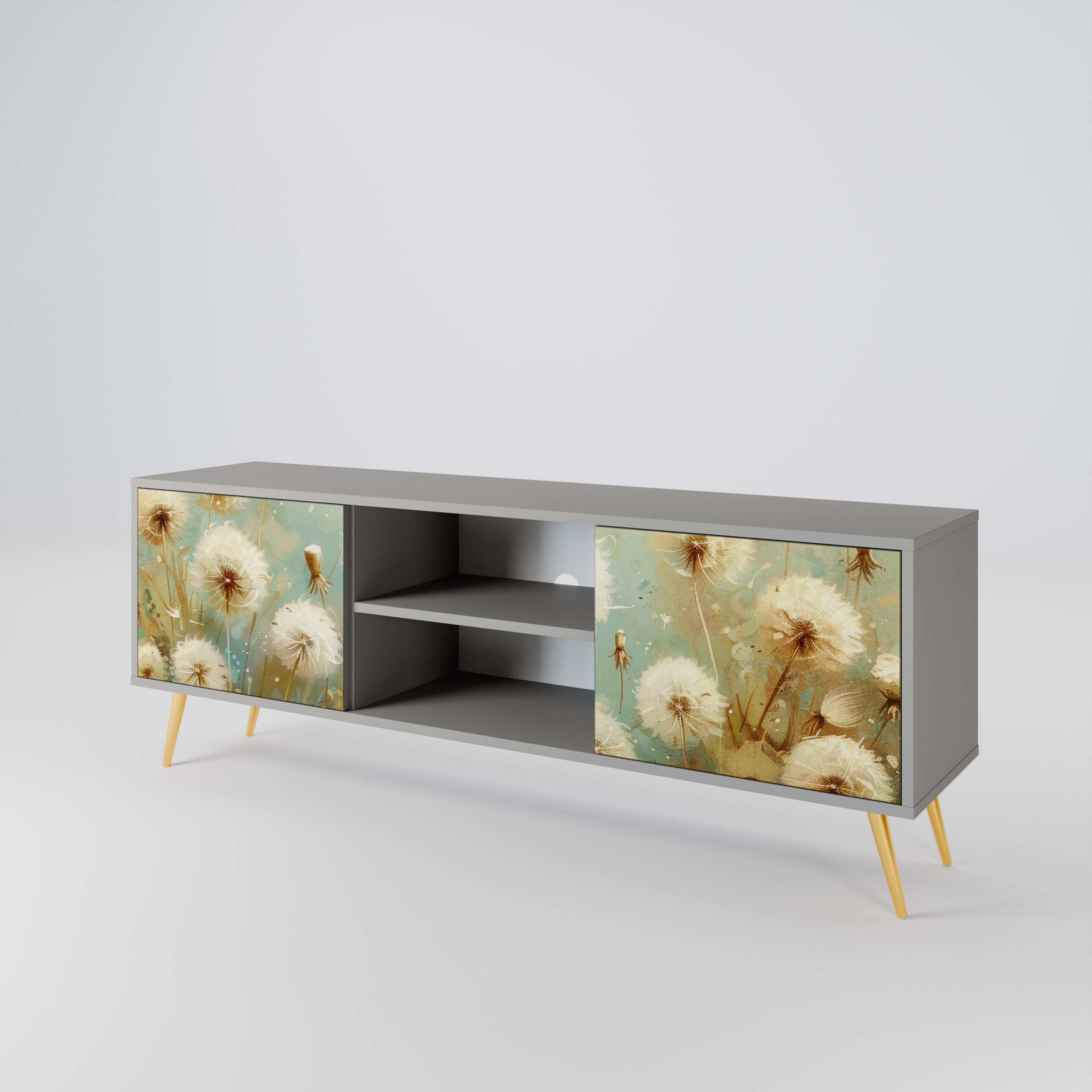 DREAMY MEADOW 2-Door TV Stand in Grey Finish