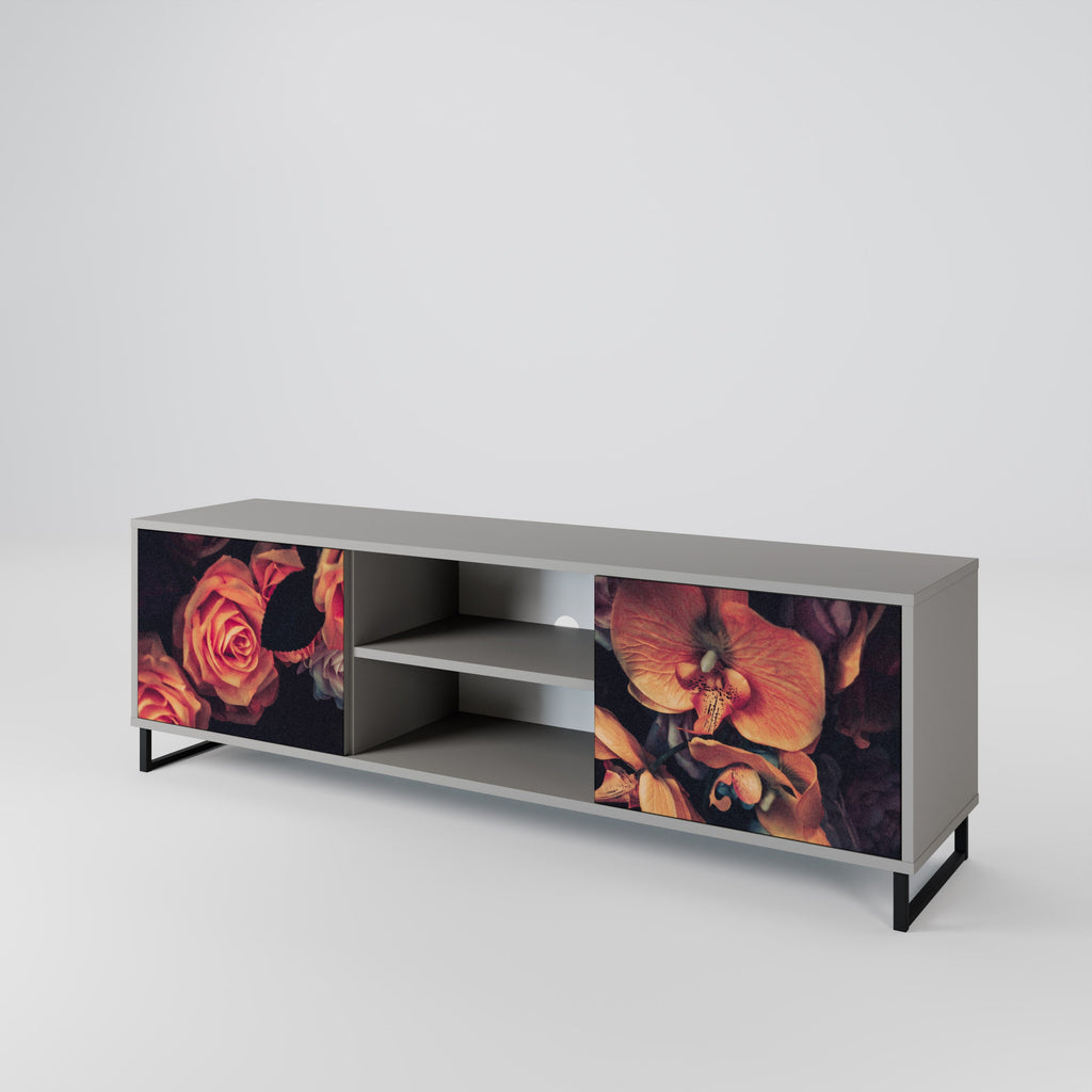 NEVERENDING BLOOM 2-Door TV Stand in Grey Finish