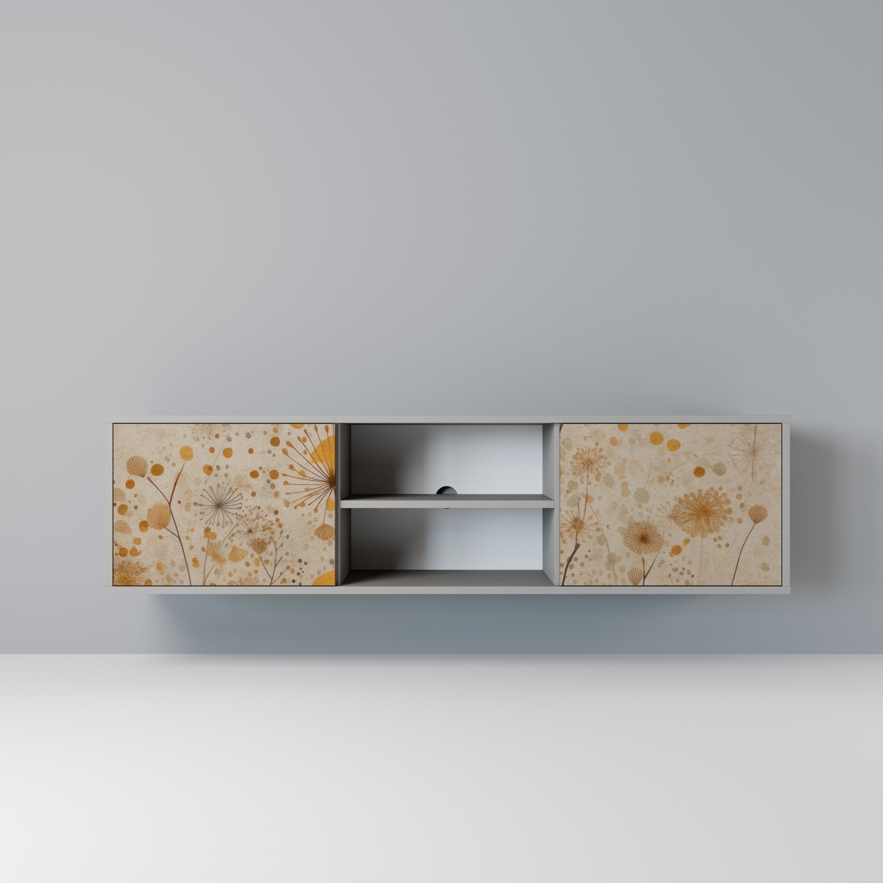 MORNING GLADE 2-Door TV Stand in Grey Finish