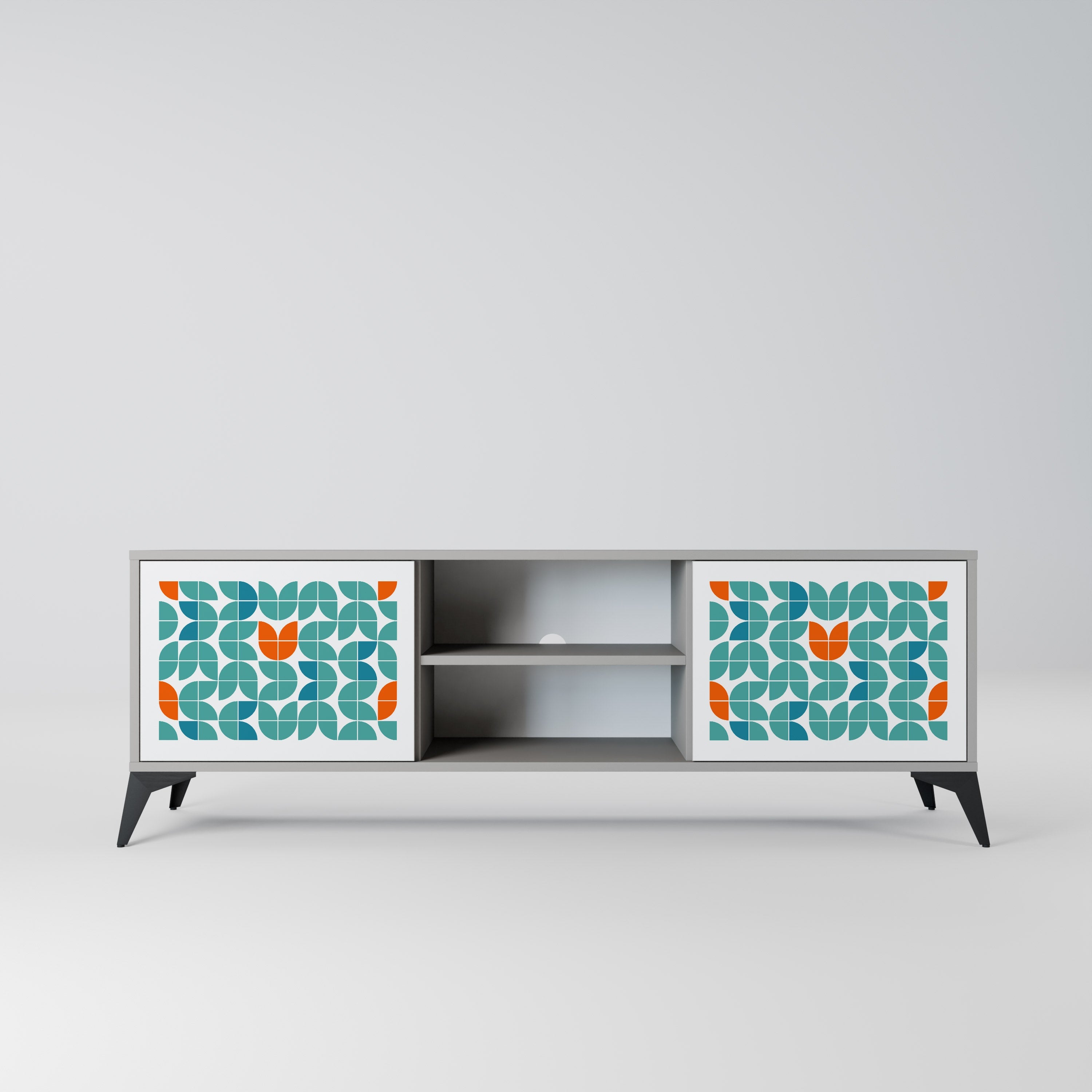 Meuble TV 2 portes BE THE CHANGE en finition grise