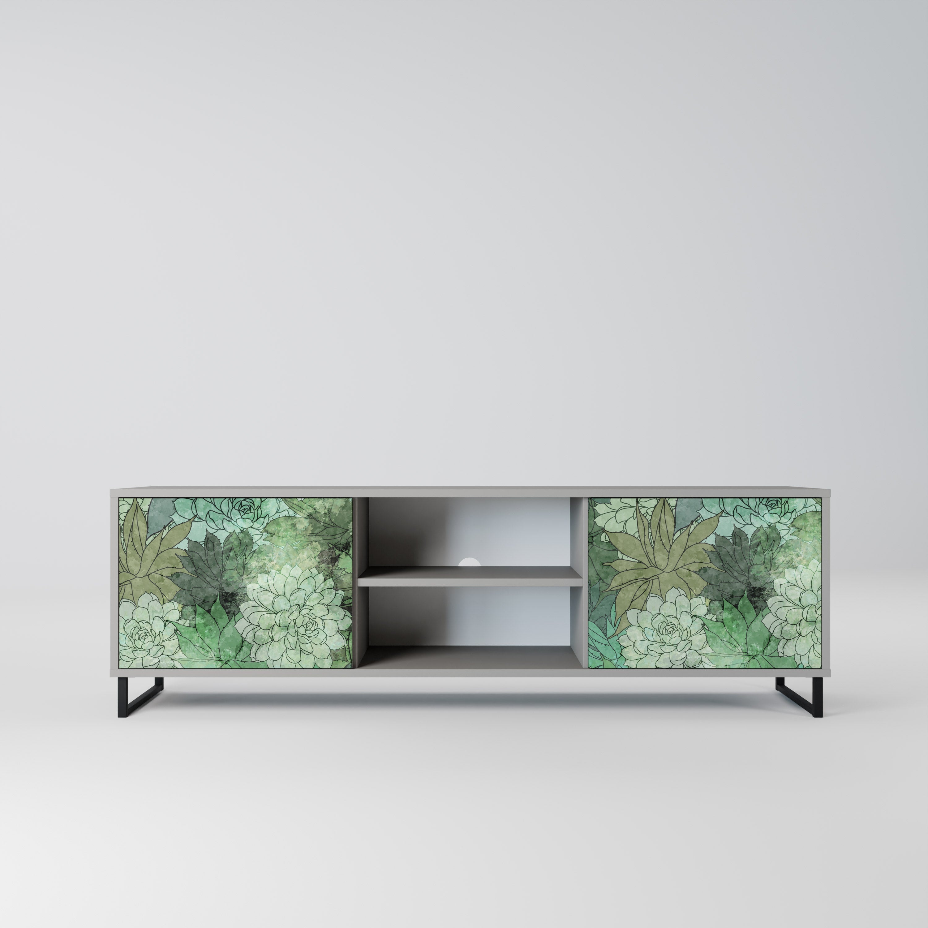SUCCULENT CLUSTER 2-Door TV Stand in Grey Finish