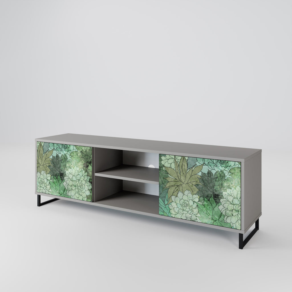 SUCCULENT CLUSTER 2-Door TV Stand in Grey Finish