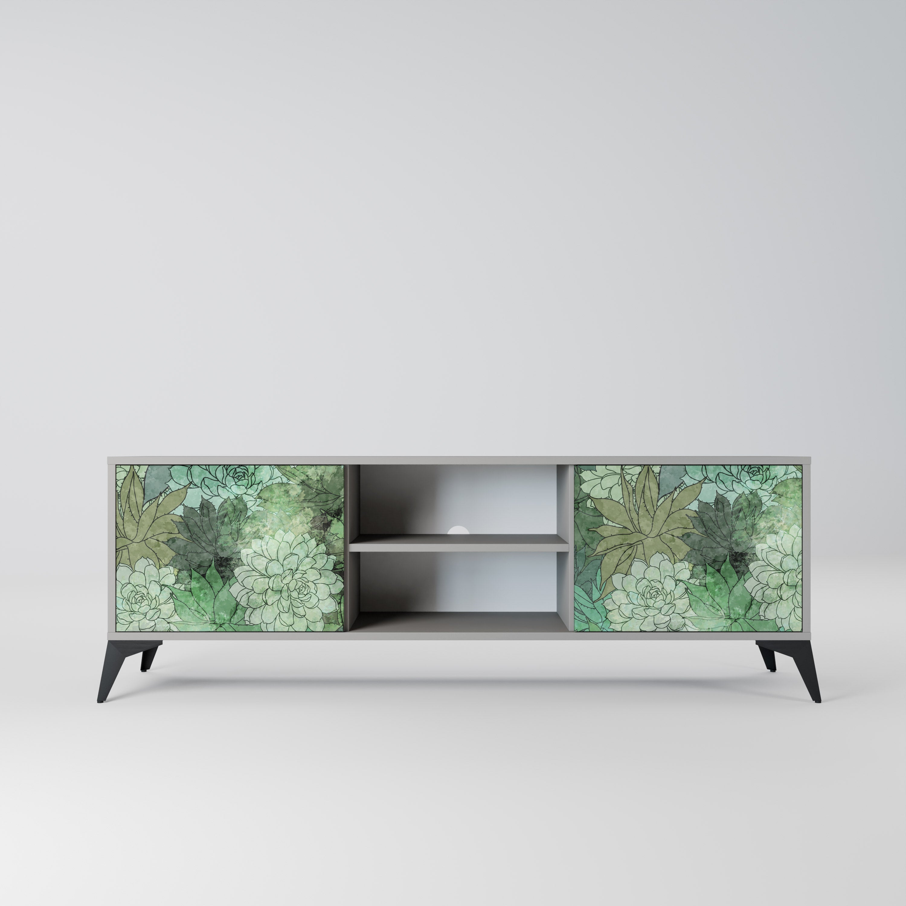 SUCCULENT CLUSTER 2-Door TV Stand in Grey Finish