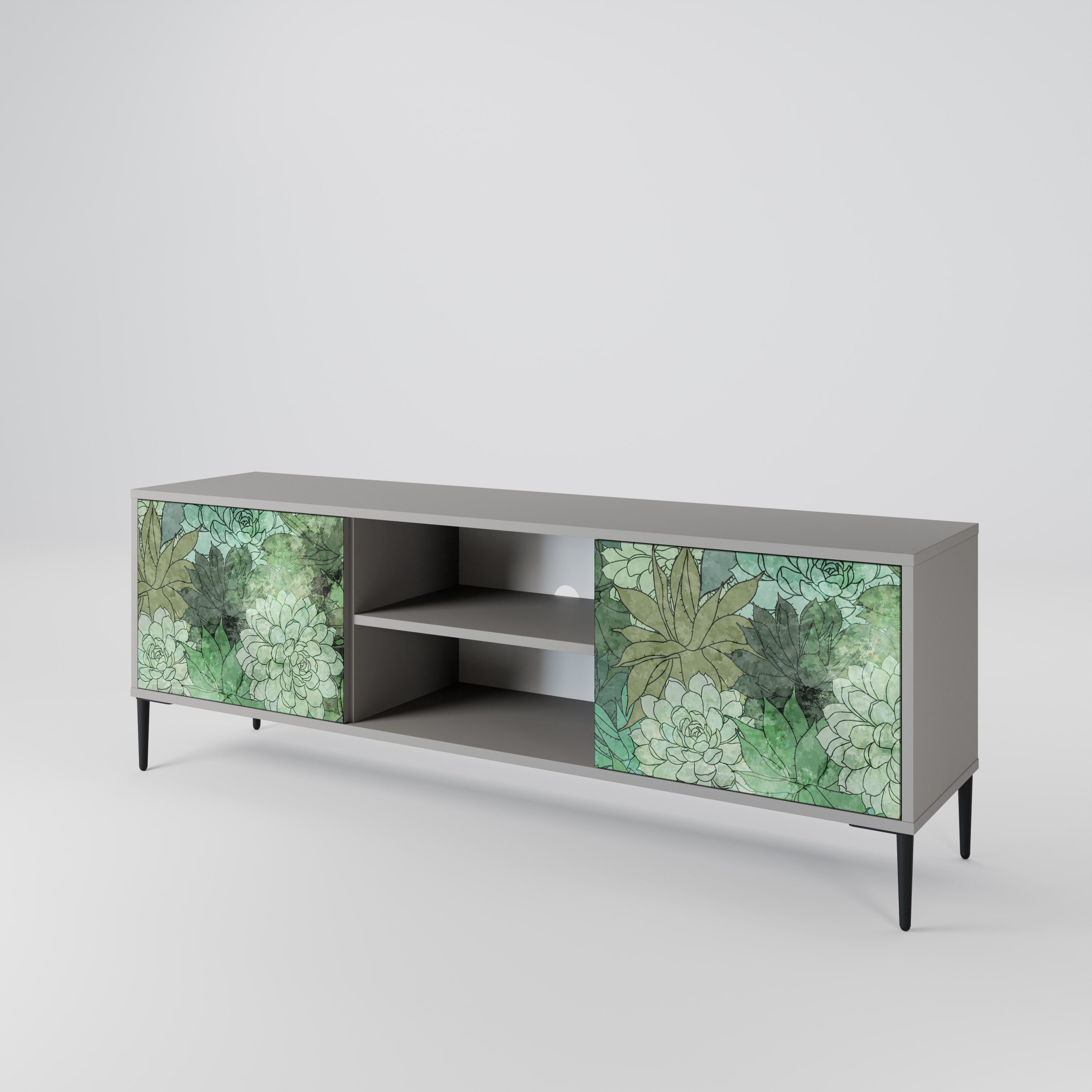 SUCCULENT CLUSTER 2-Door TV Stand in Grey Finish
