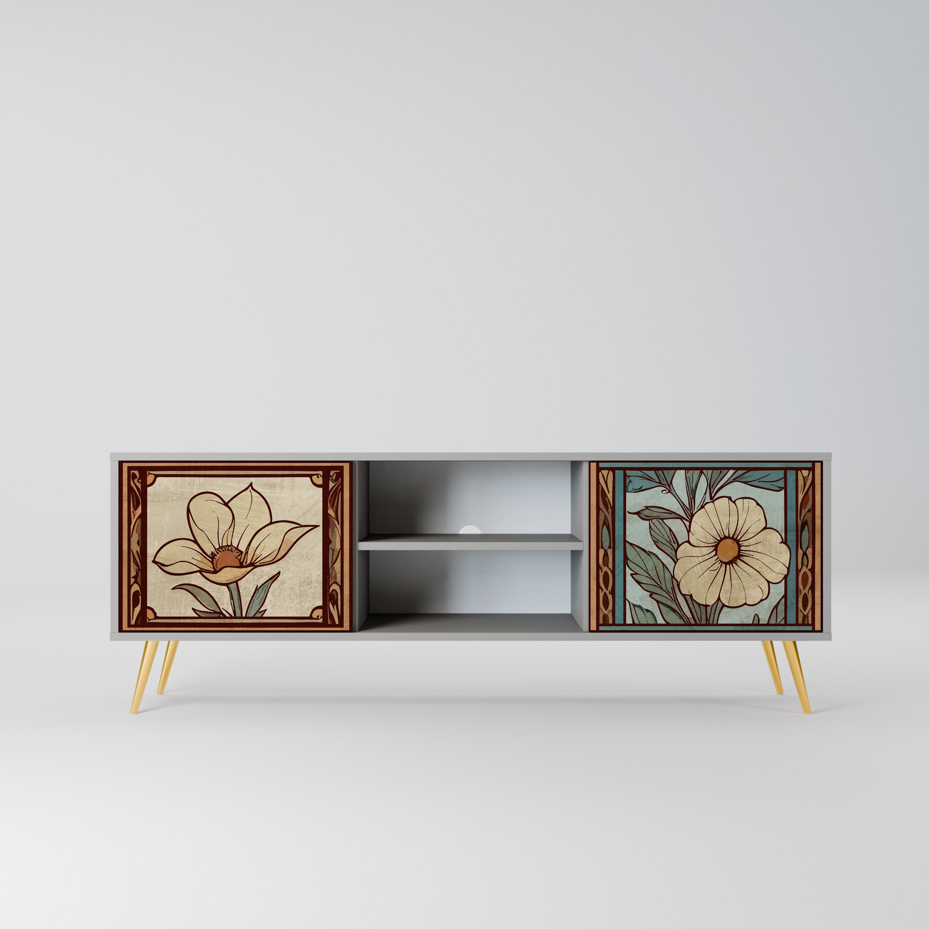 TIMELESS FLORA 2-Door TV Stand in Grey Finish