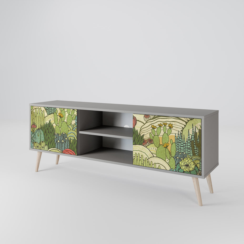 SUCCULENTS KALEIDOSCOPE 2-Door TV Stand in Grey Finish