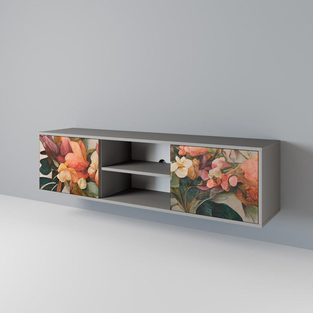 STYLISH BEAUTY 2-Door TV Stand in Grey Finish