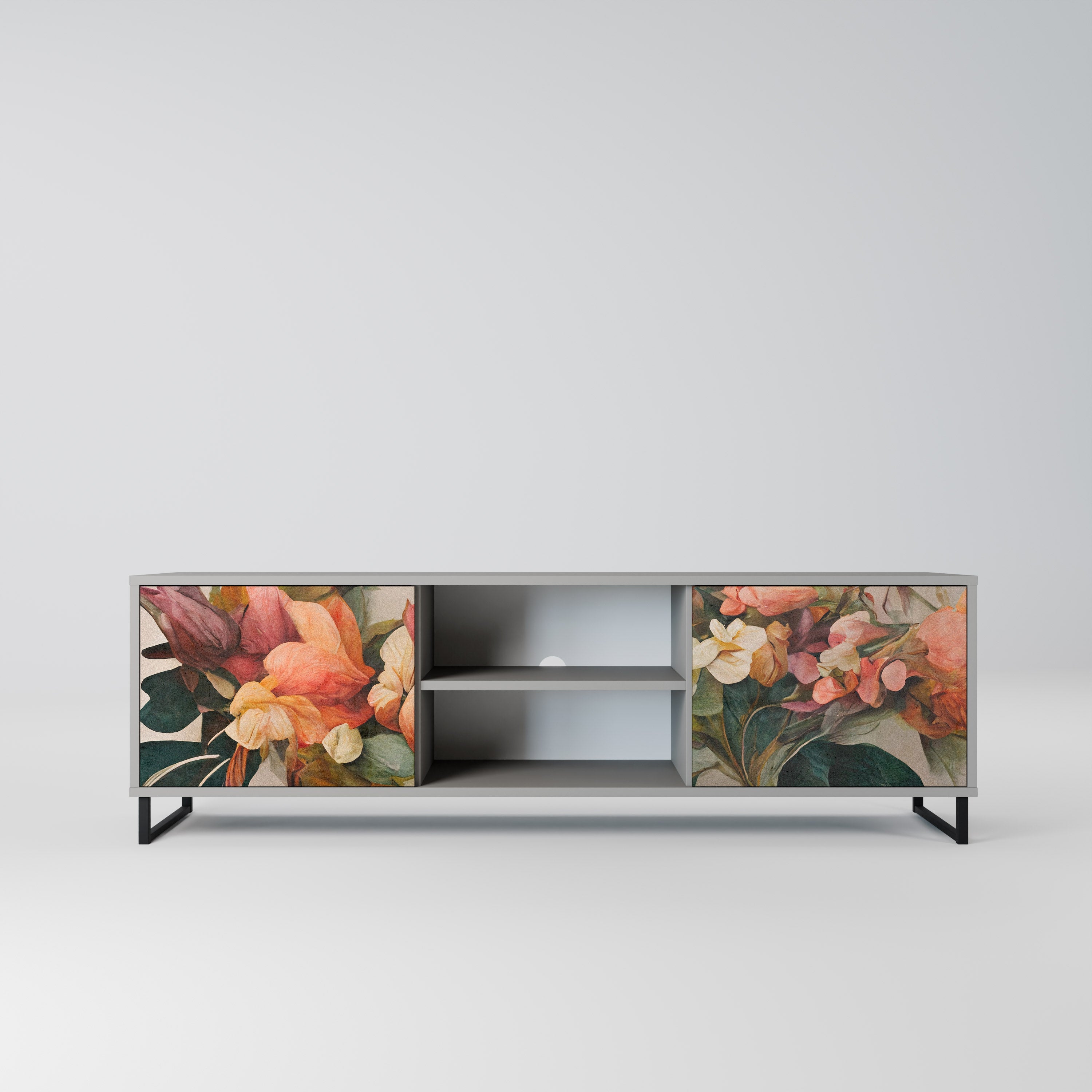 STYLISH BEAUTY 2-Door TV Stand in Grey Finish