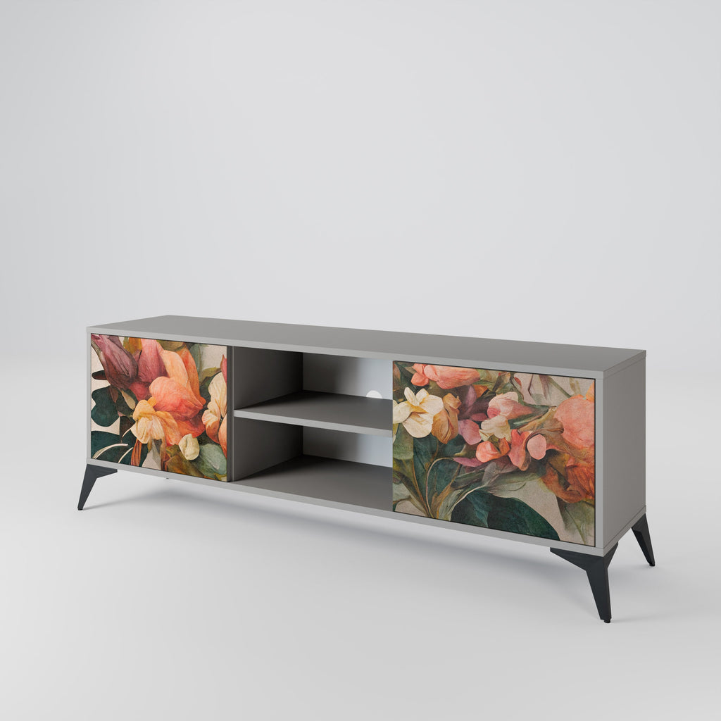 STYLISH BEAUTY 2-Door TV Stand in Grey Finish